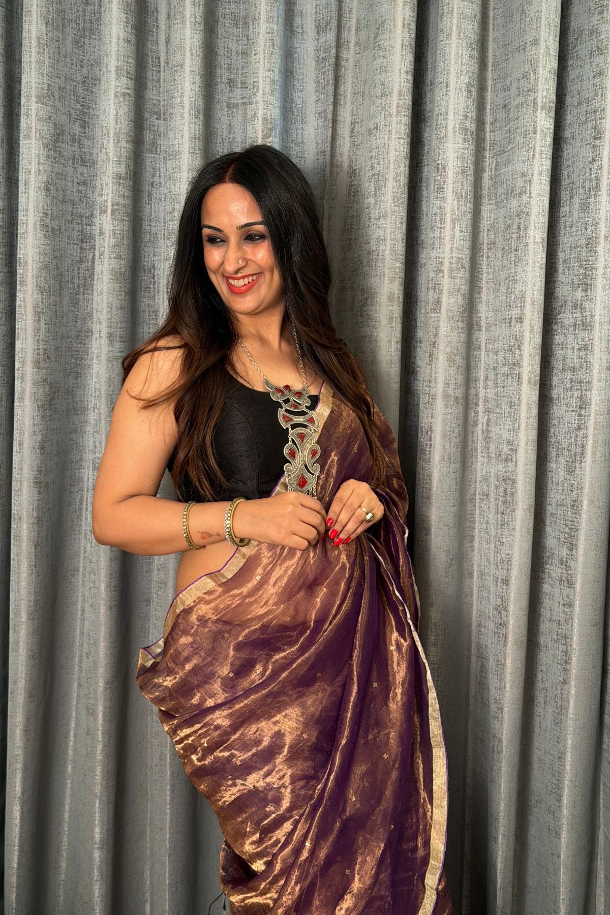 Handwoven pure tissue muslin saree