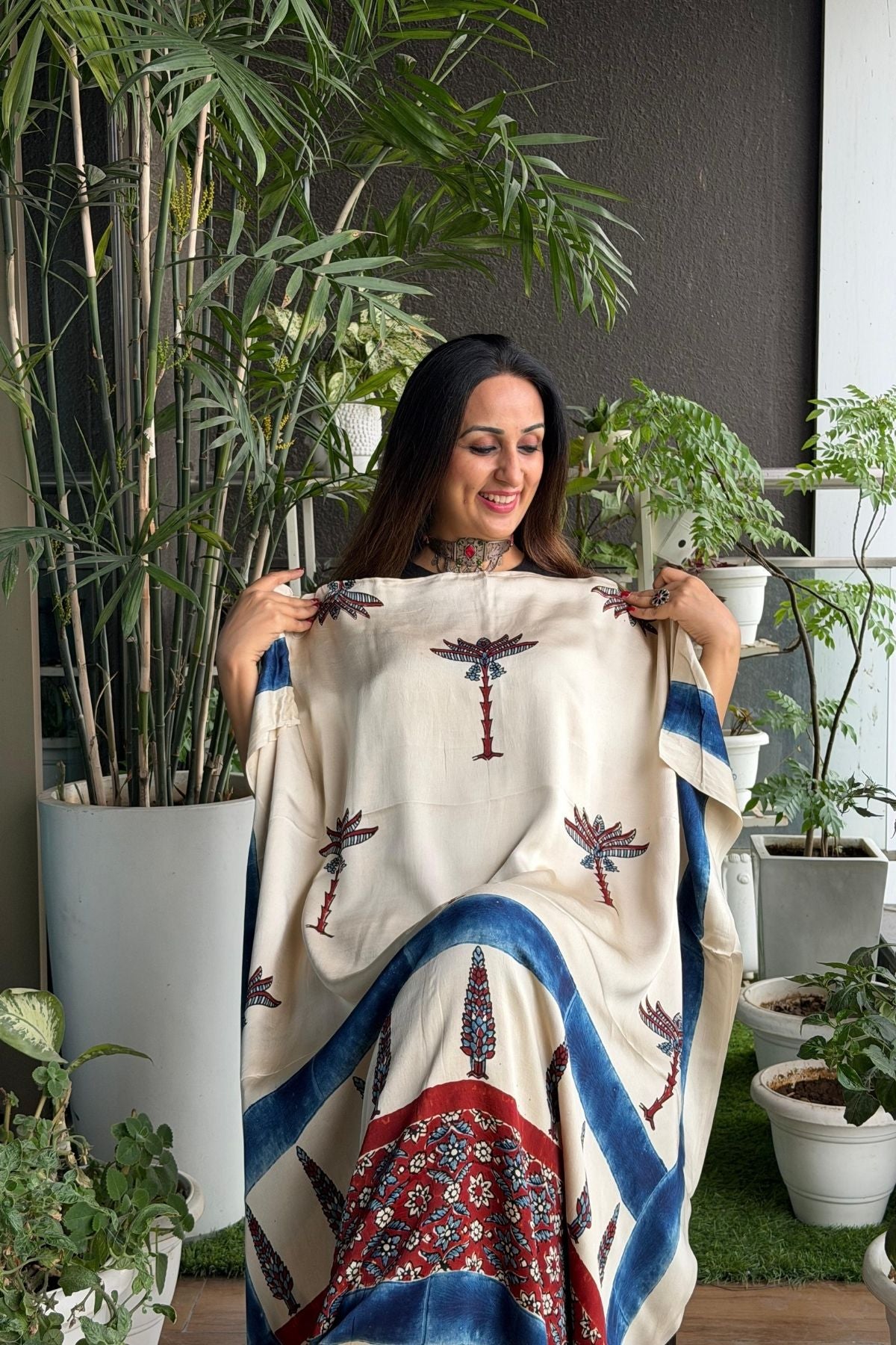 Ajrakh kurta fabric on pure modal !!