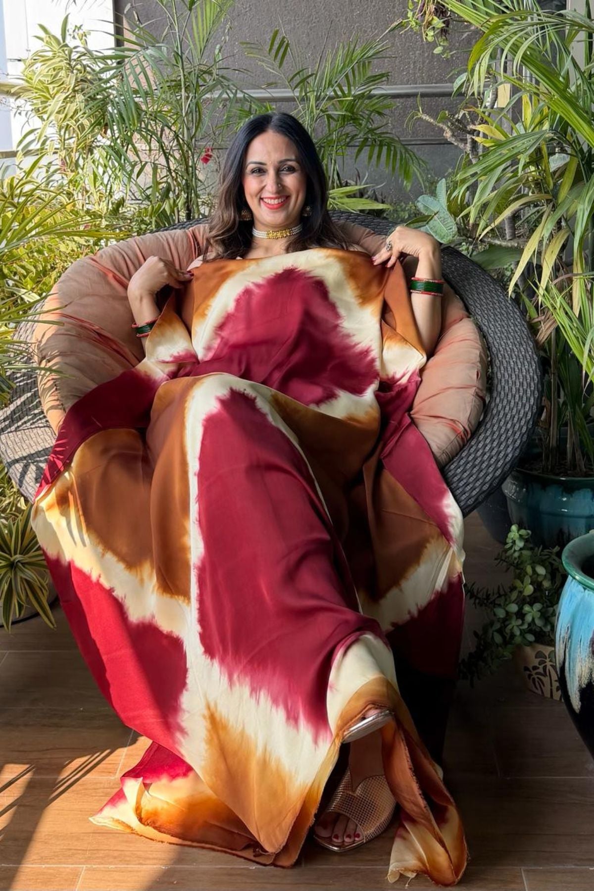 Hand Shibori kurta fabric on pure modal satin!!