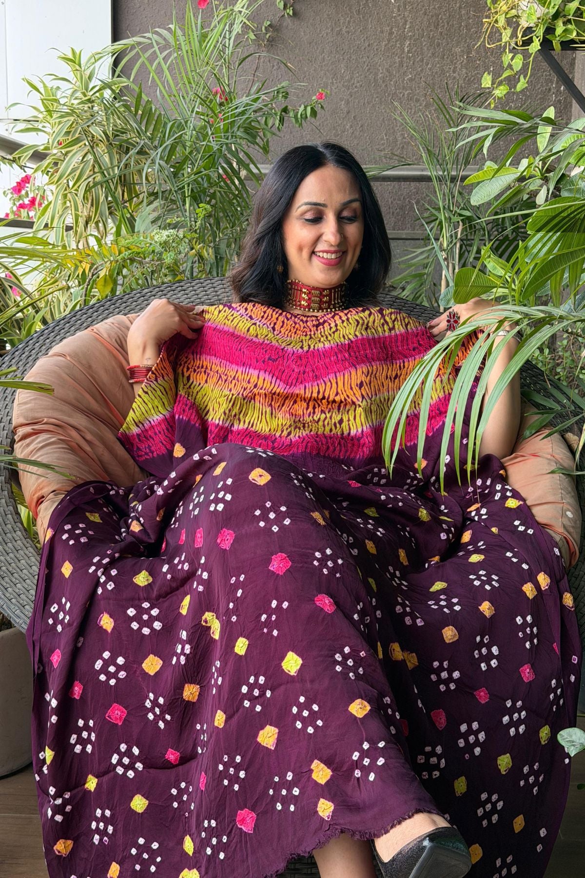 Multi Shibori & Bandhani Kurta on pure modal satin!!