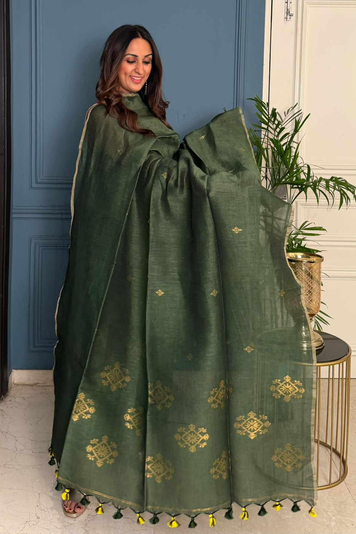 Jayshree cotton linen kurta dupatta set