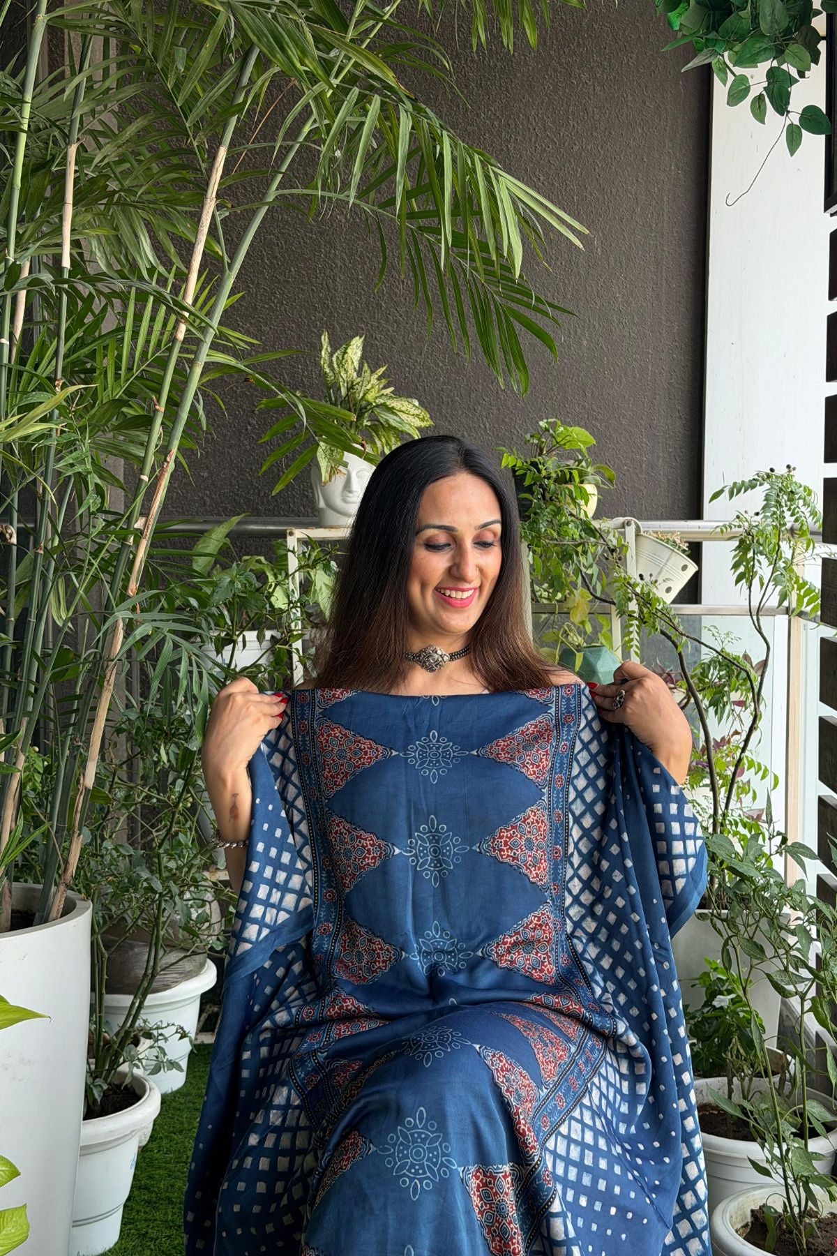 Ajrakh kurta fabric on pure modal !!