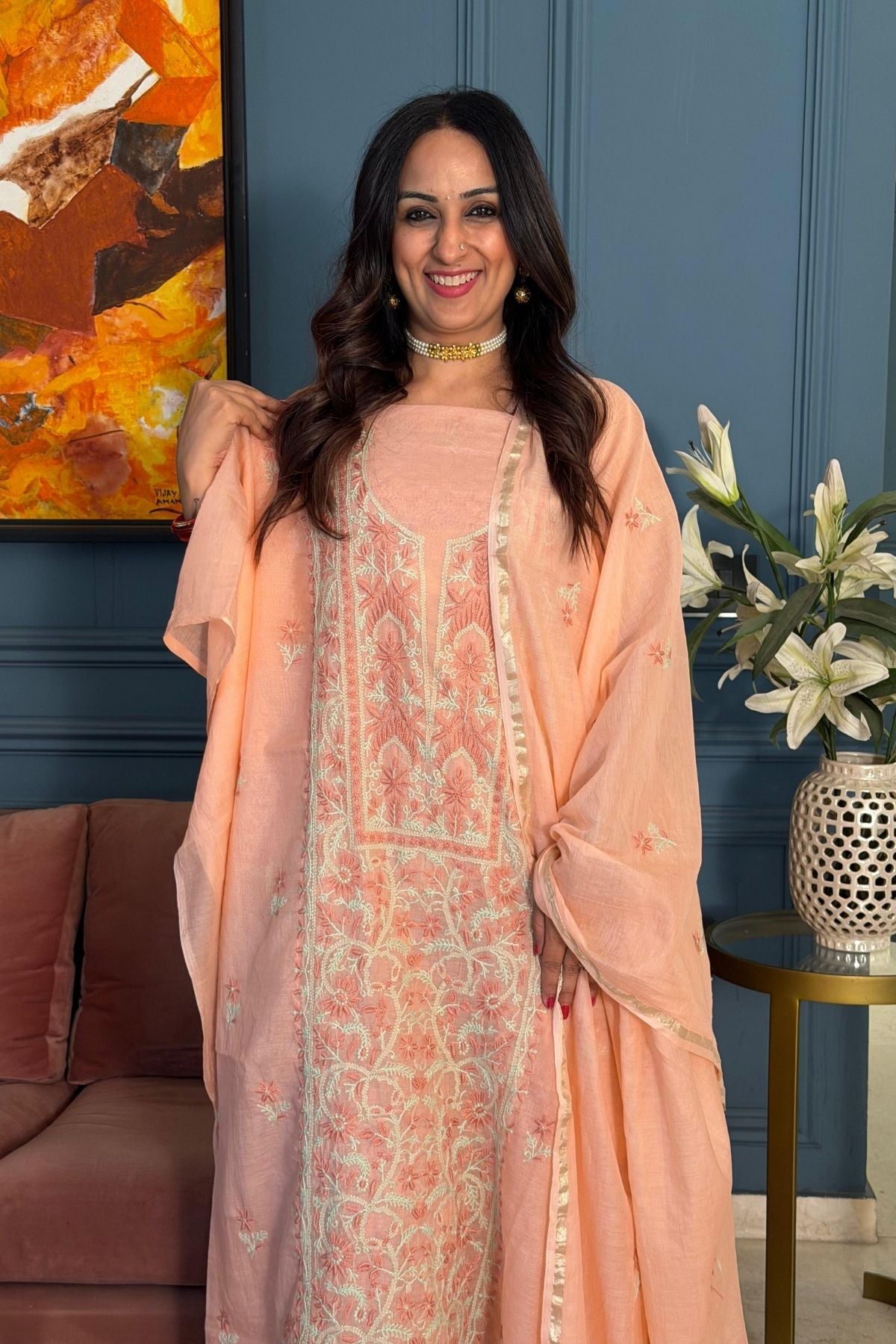 Chikankari on pure Mul cotton!!