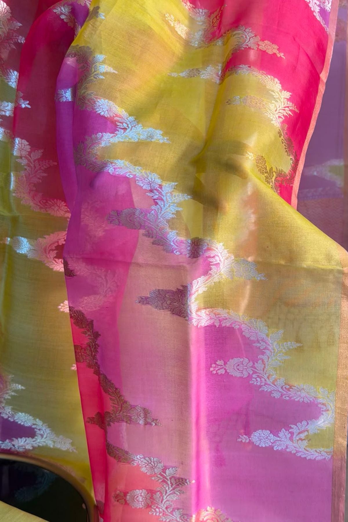 Banarasi weave organza silk suit sets with rangkat dupatta!!