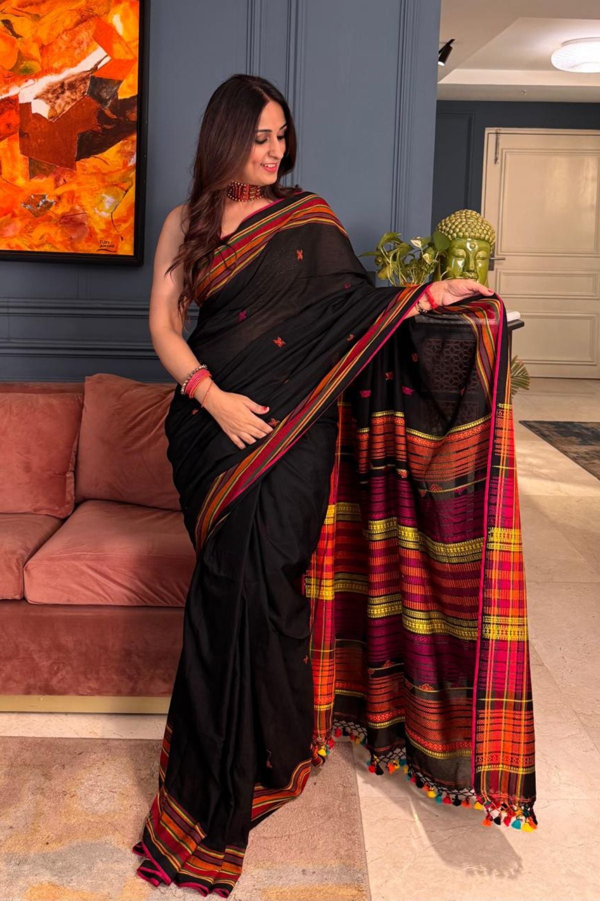 Mercerised cotton Bhujodi inspired sarees