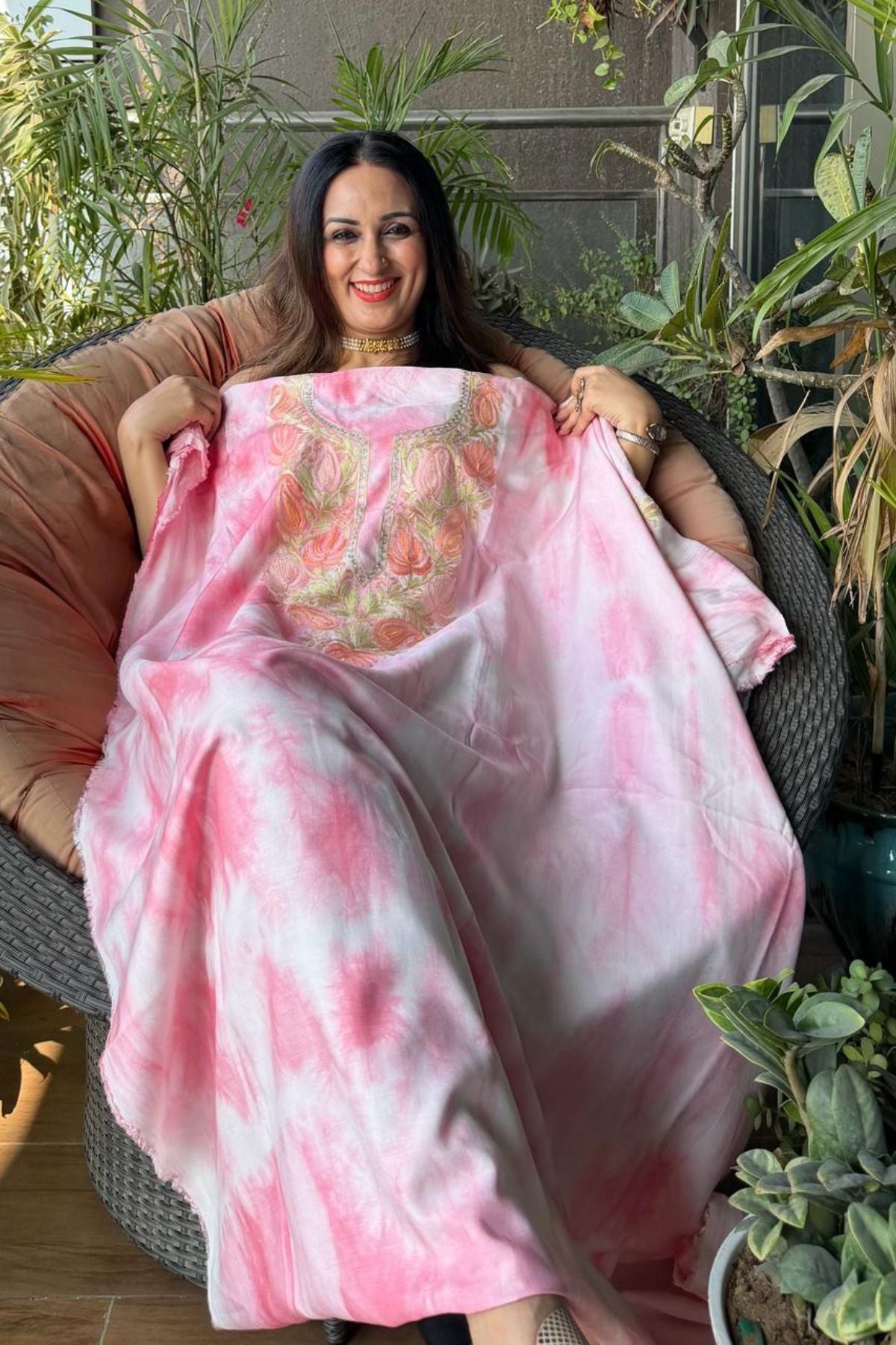 Pure muslin kurta fabric with Kashmiri work