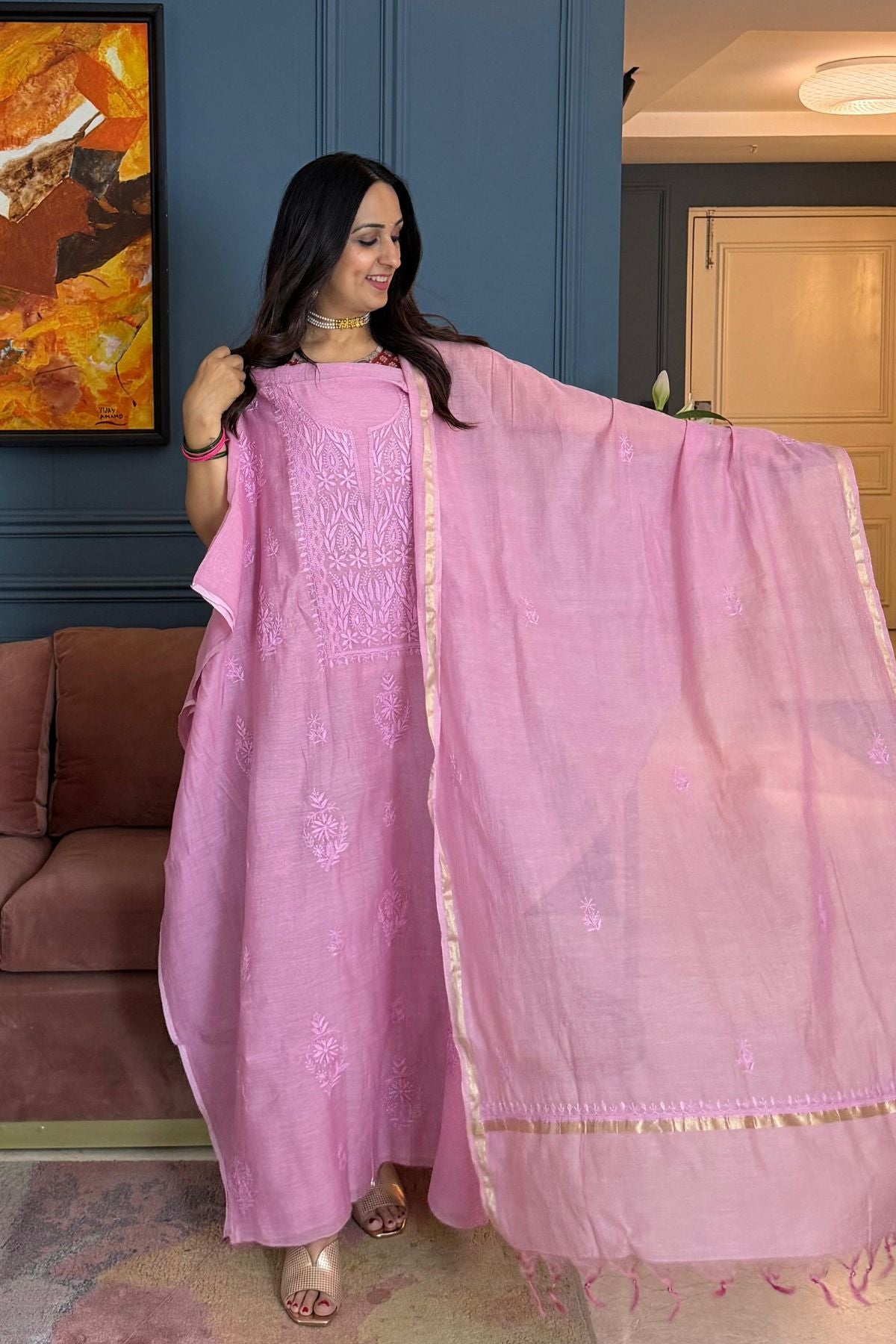Chikankari on pure Mul cotton!!