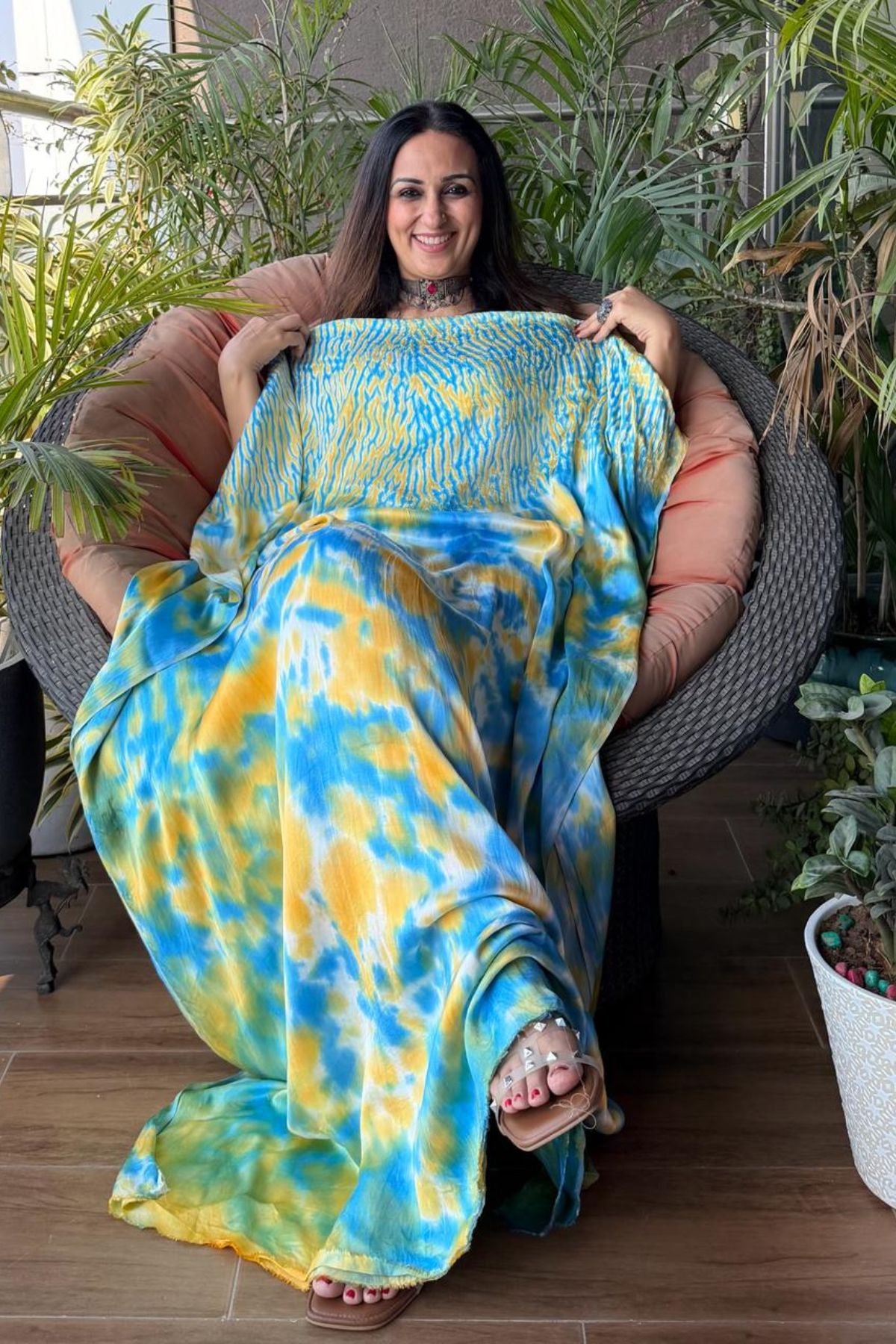 Shibori work with spray dyeing on pure modal!!