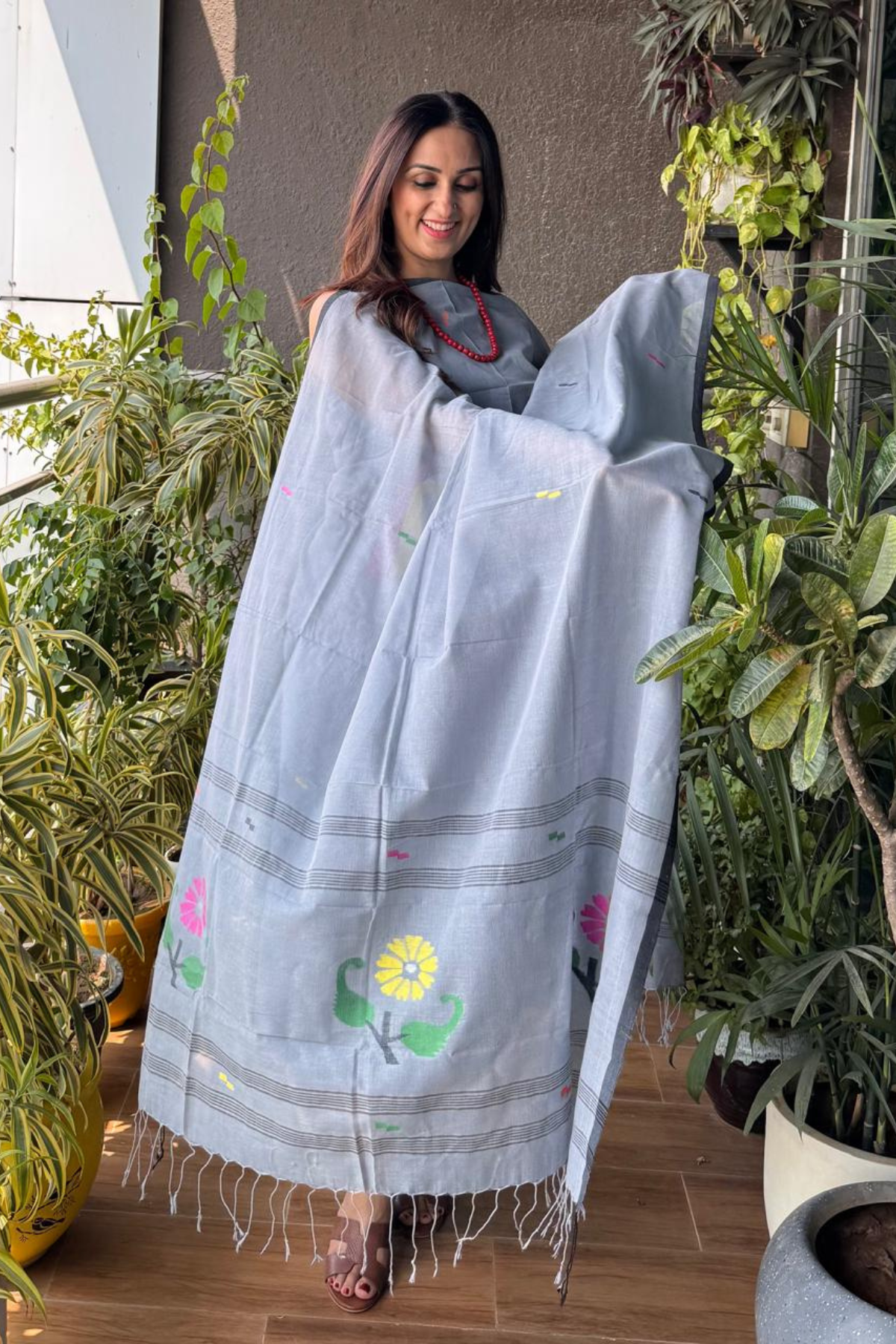 Jamdani kurta dupatta set in pure cotton