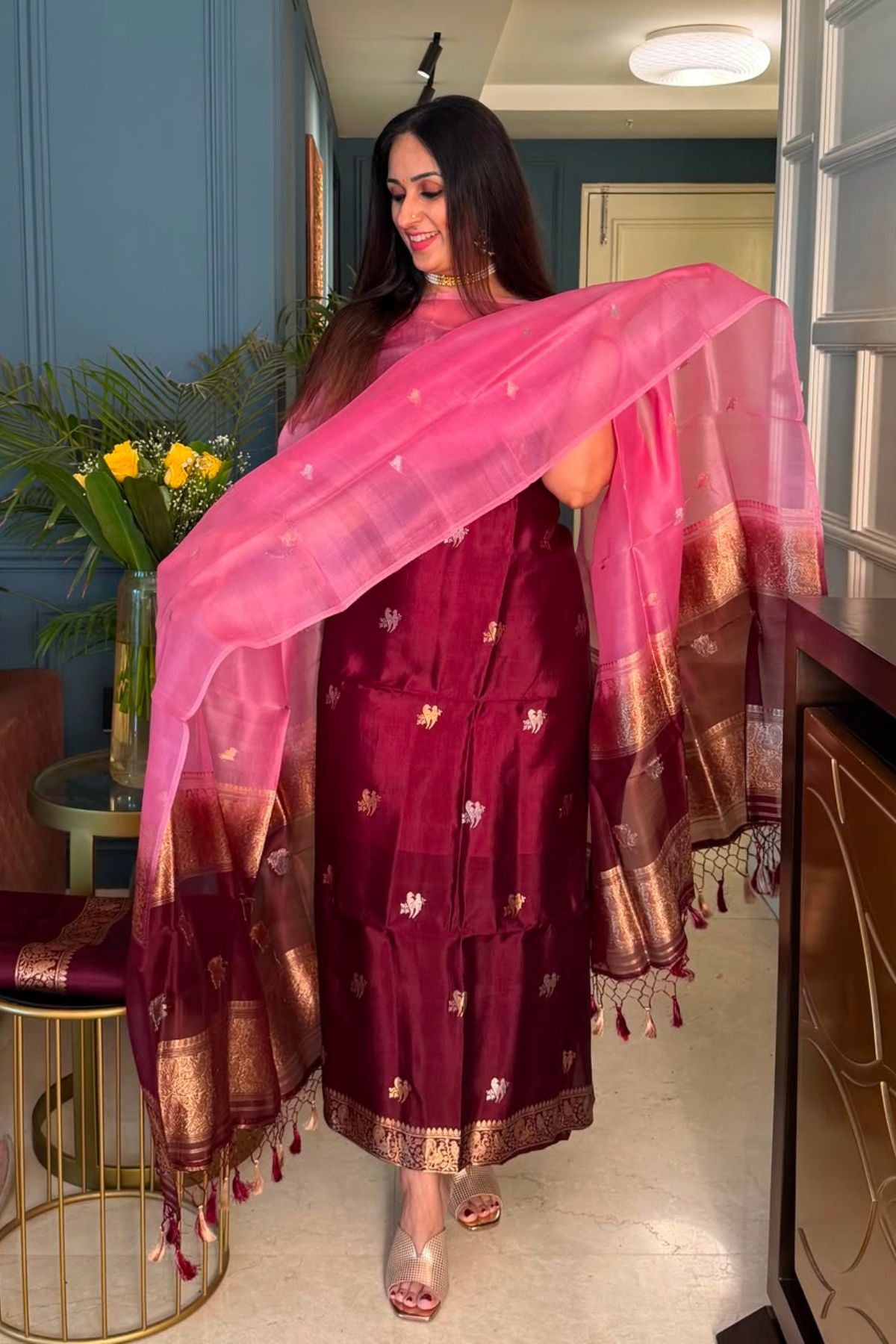 Banarasi weave on pure raw mango silk!!