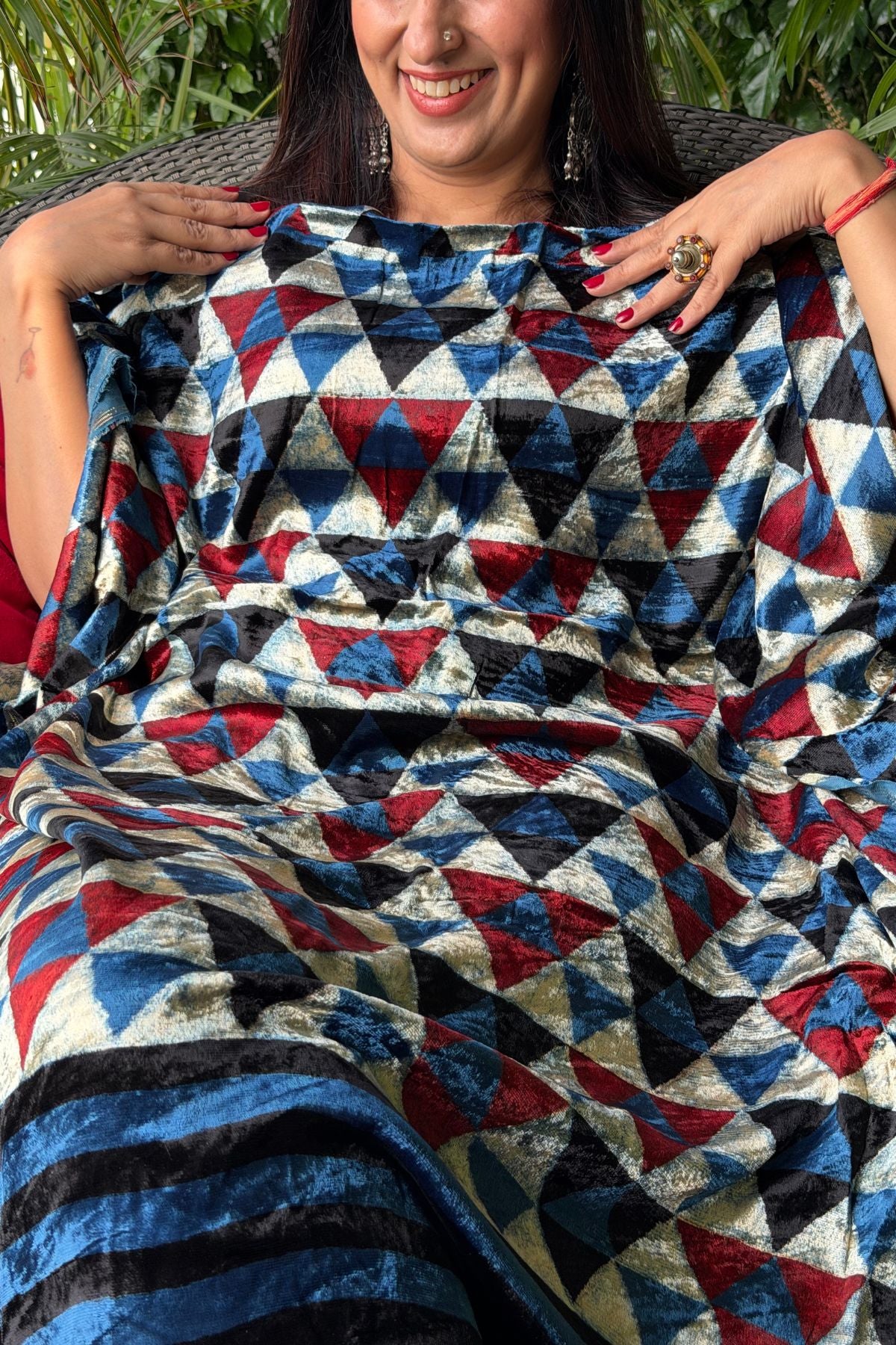 Handblocked Ajrakh kurta fabric only!!