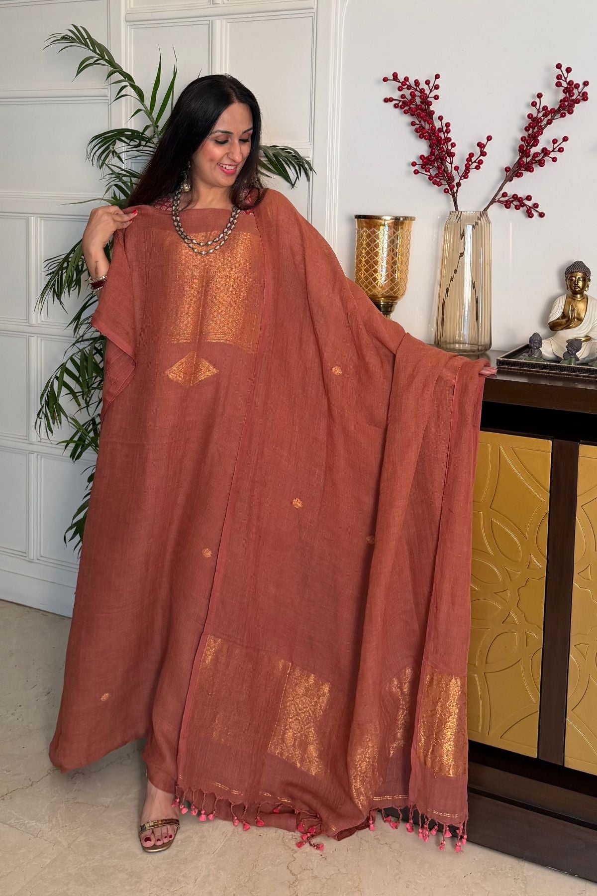 Jamdani Handwoven linen by linen sets!!
