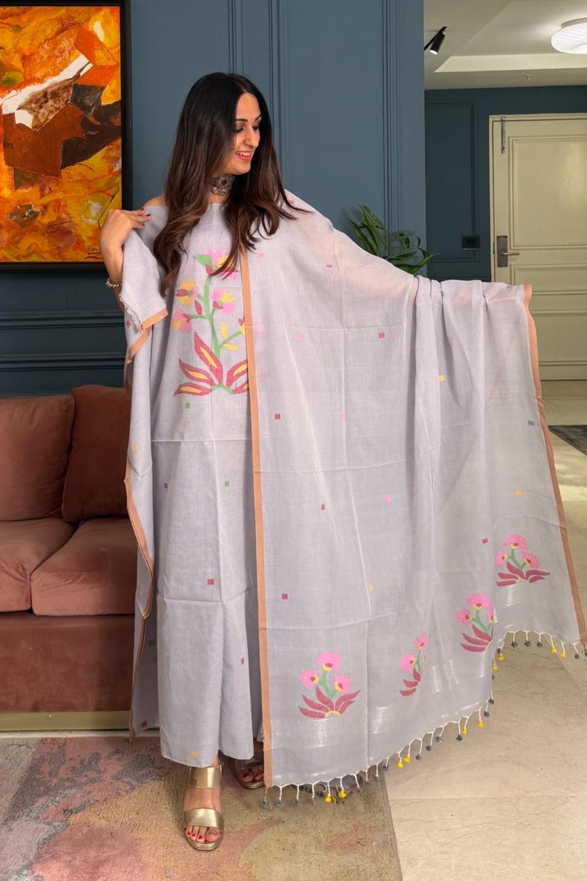 Jamdani pure cotton kurta dupatta sets!!