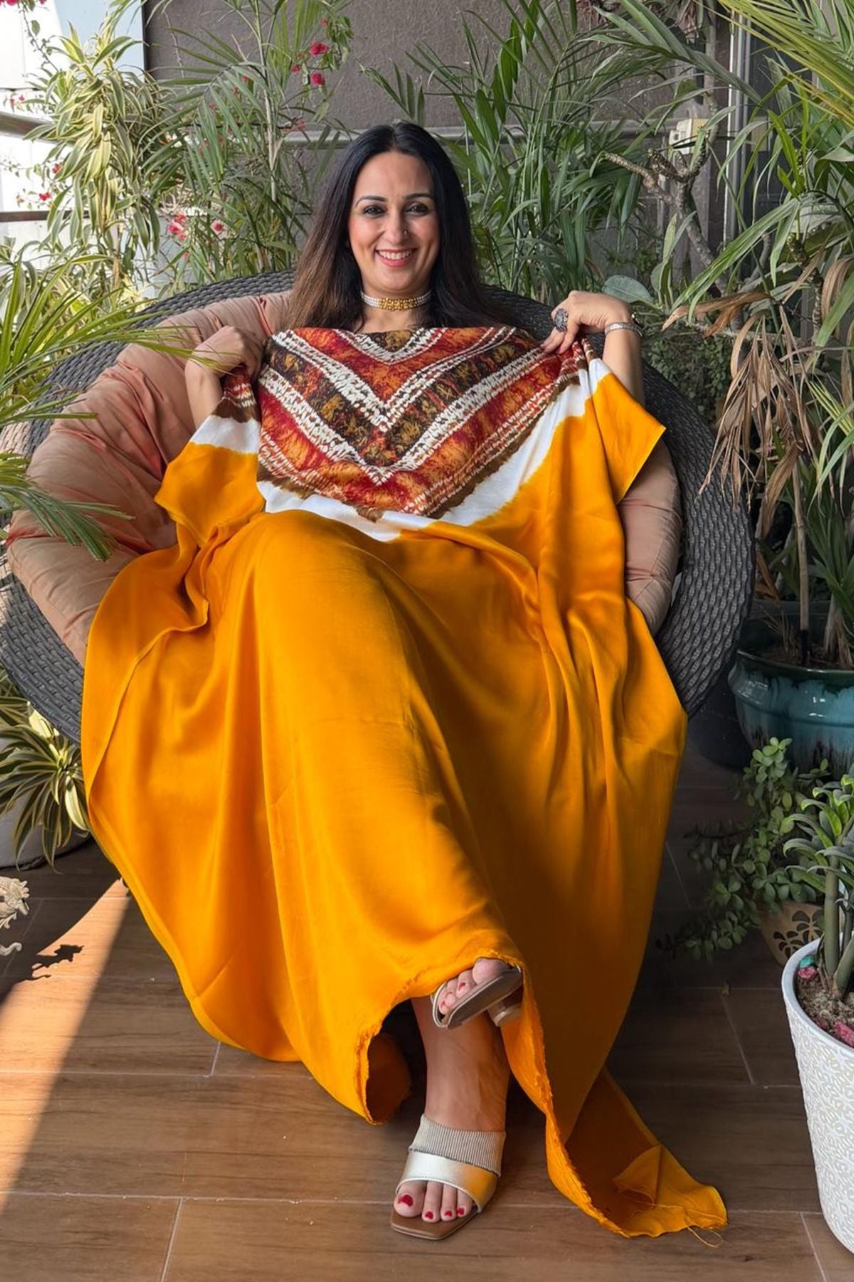 Handblocked Shibori-marble dyed kurta on pure Modal