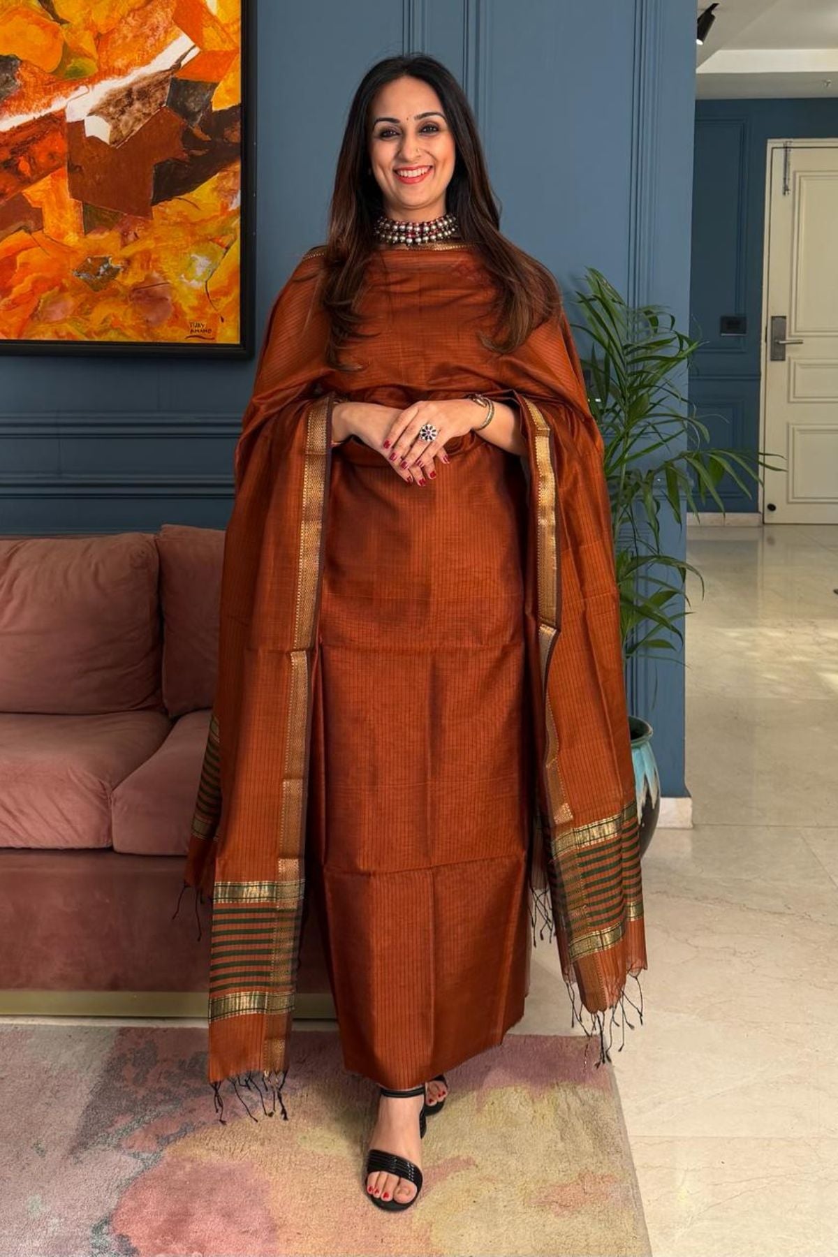 Summer special Maheshwari silk kurta dupatta set!!