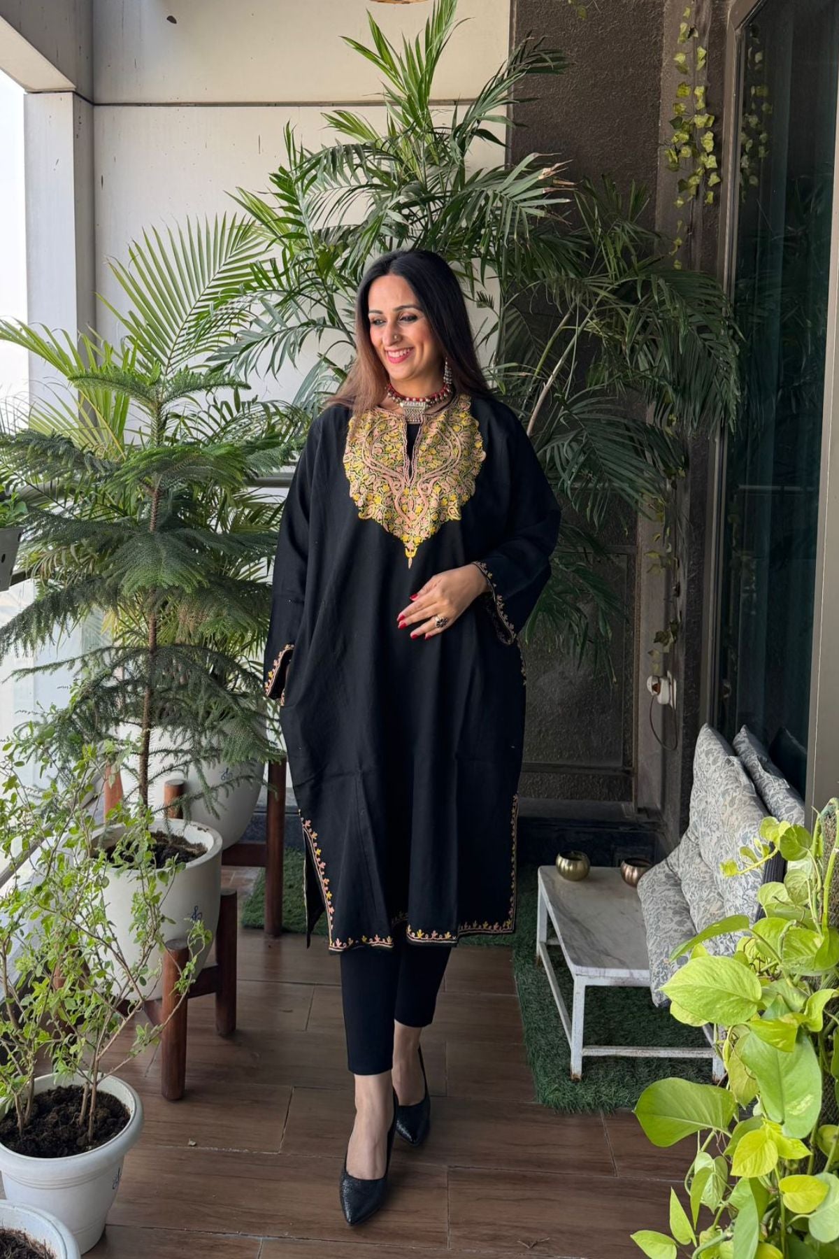 Woollen Kashmiri Phiran with Aari work