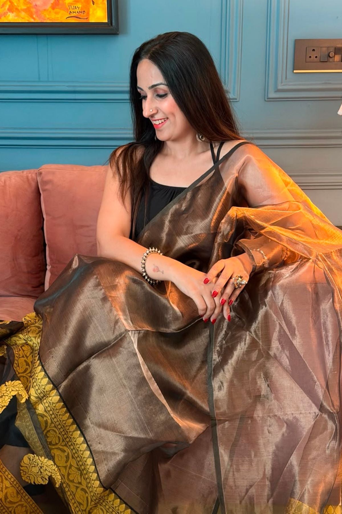 Metallic muslin tissue dupatta!!