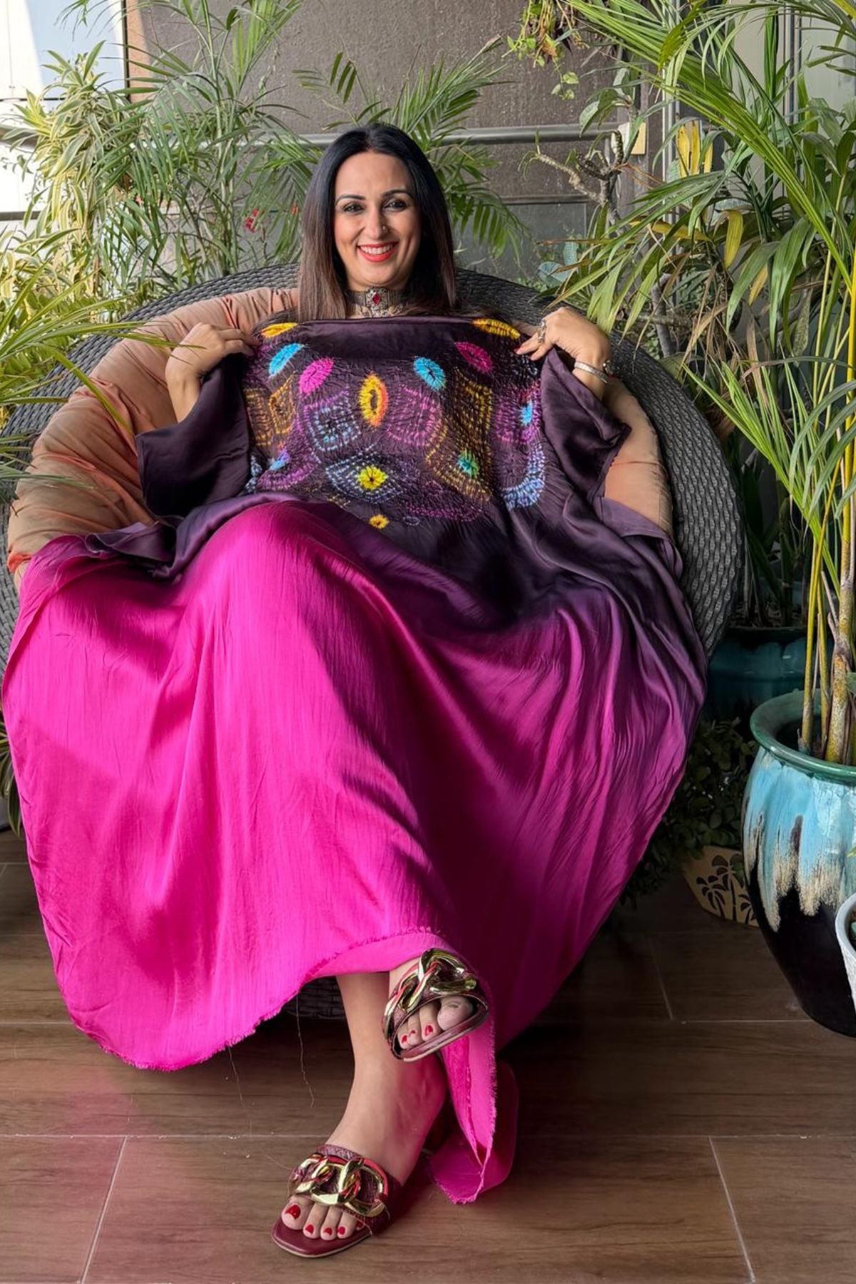 Handblocked Shibori shaded kurta on pure Modal