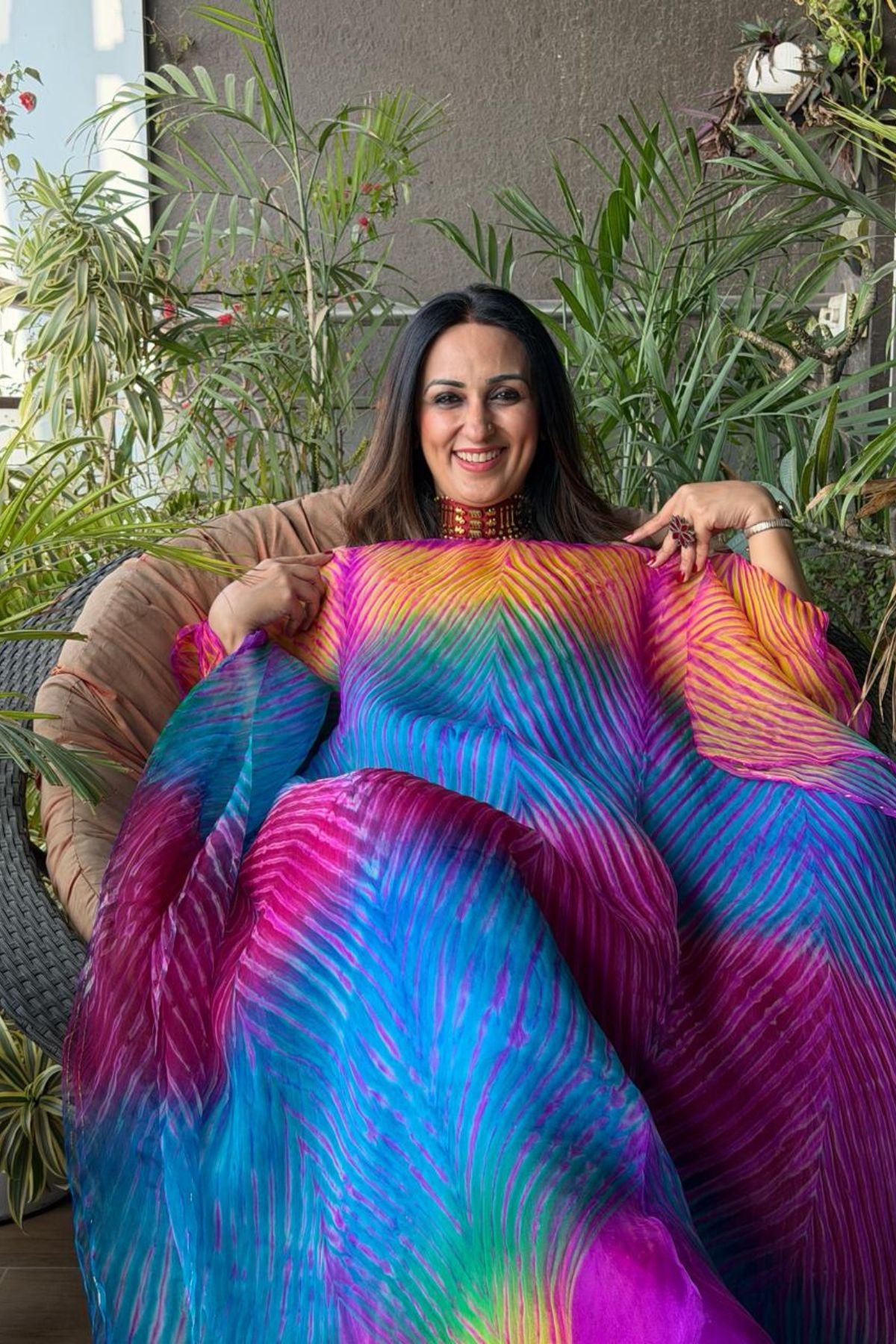 Arashi- Pure Organza Multi Shibori kurta fabric!!!