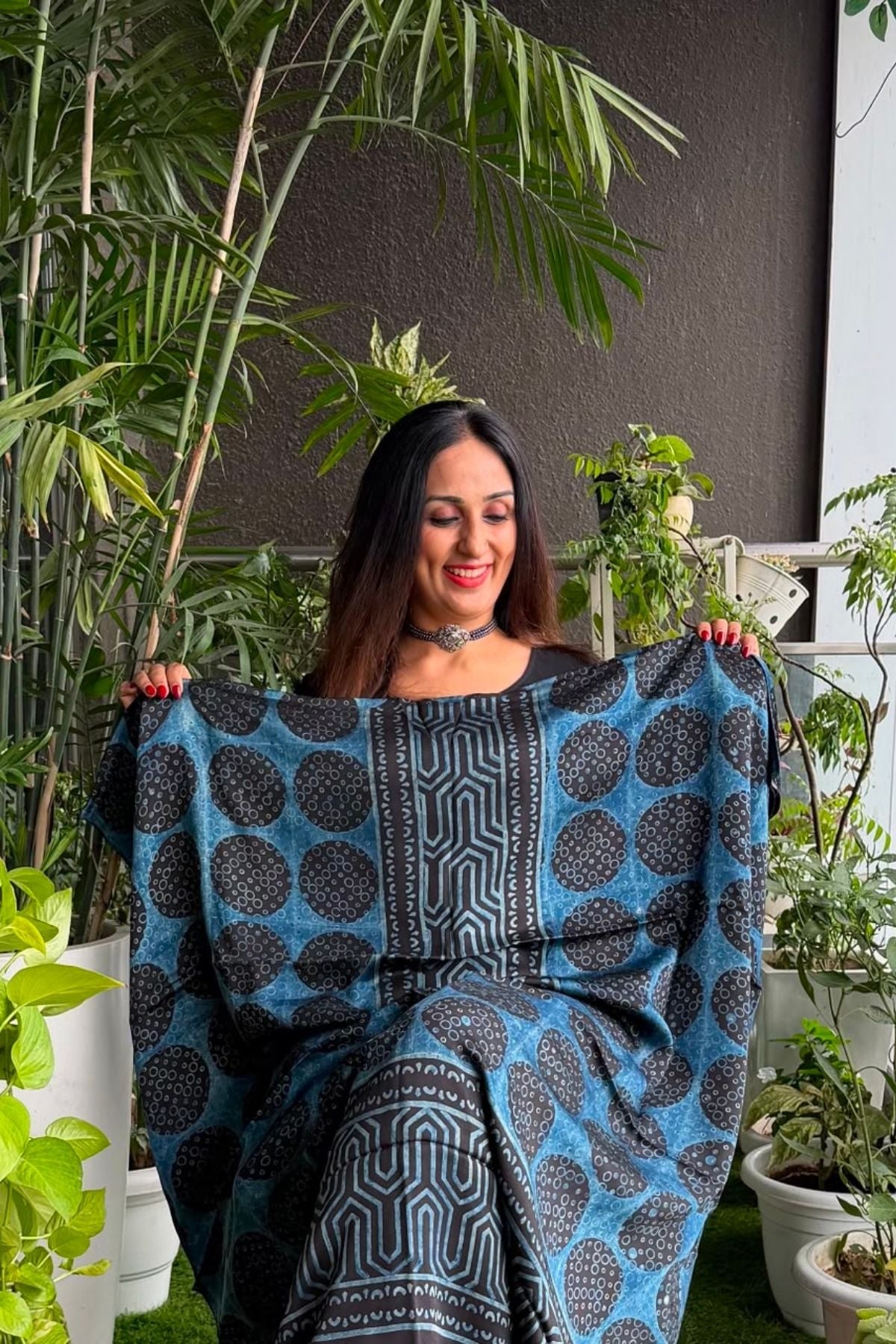 Ajrakh kurta fabric on pure modal !!