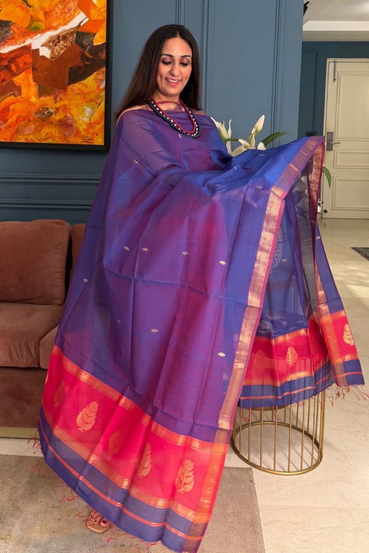 Maheshwari handloom silk by cotton kurta dupatta set