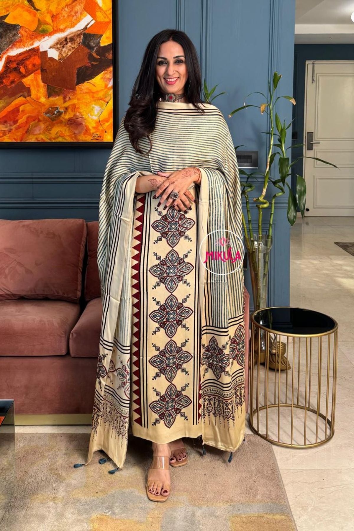 Ajrakh Modal Kurta Dupatta Set