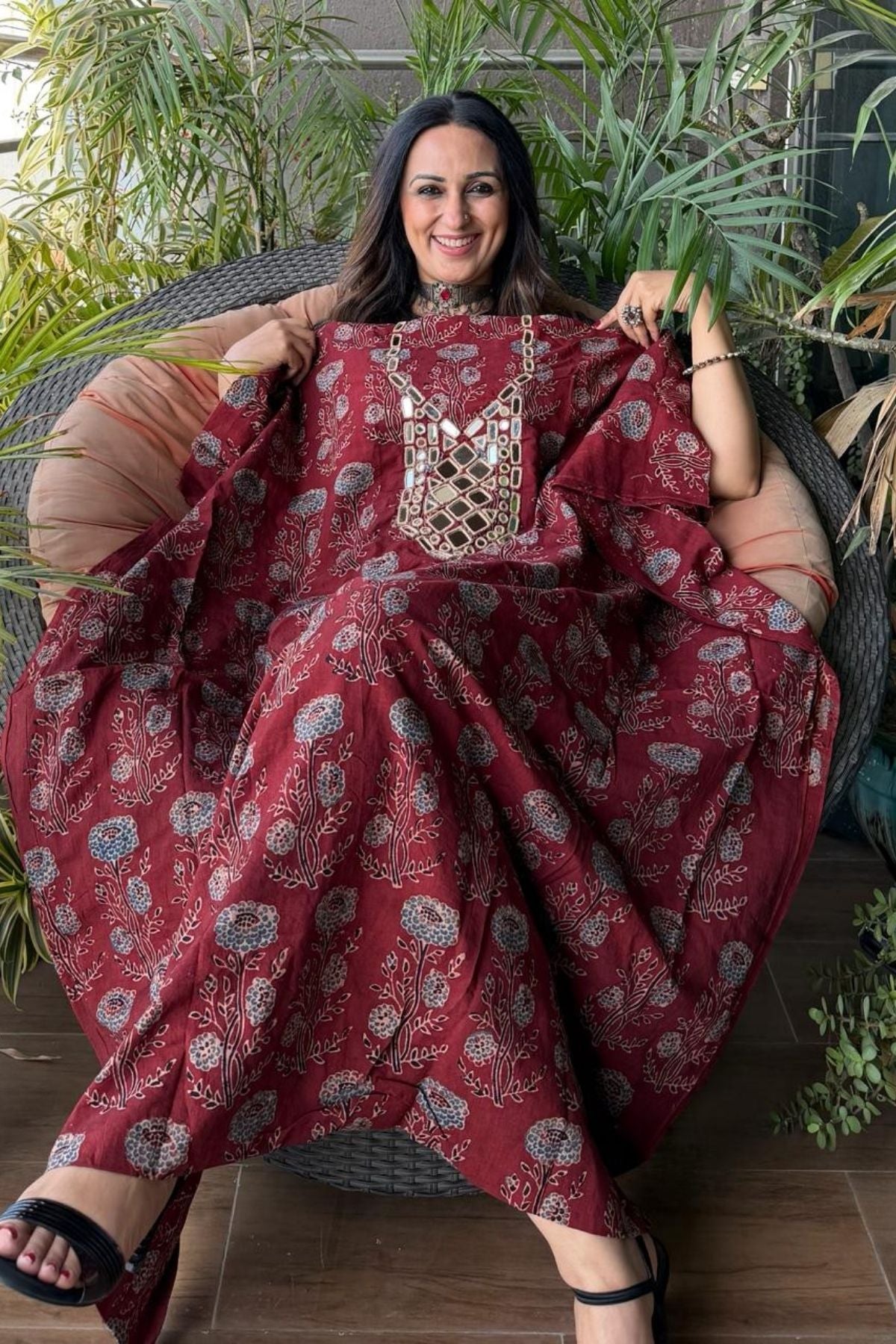 Pure Cotton Kutch mirror hand work kurta fabrics!!