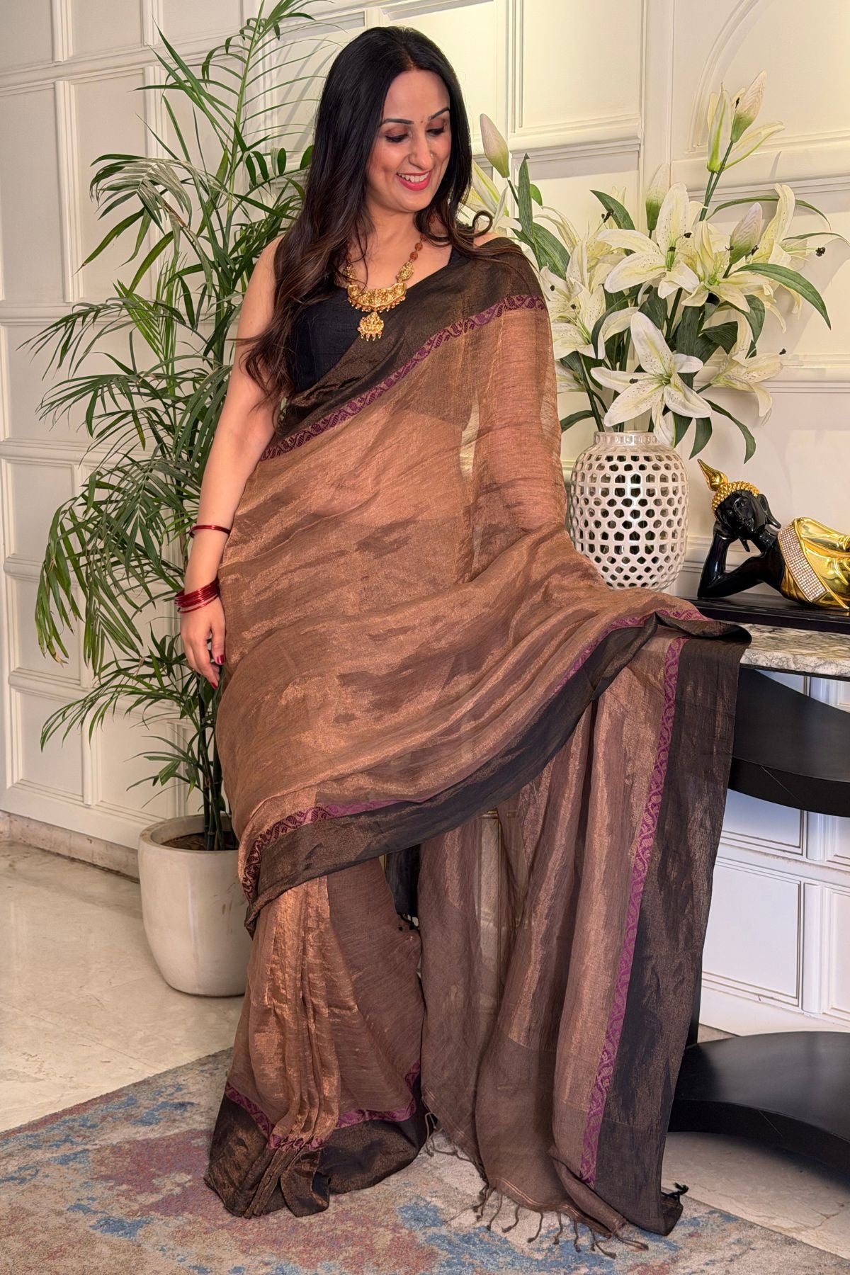 Handwoven antique zari tissue Saree with intricate embroidery!!