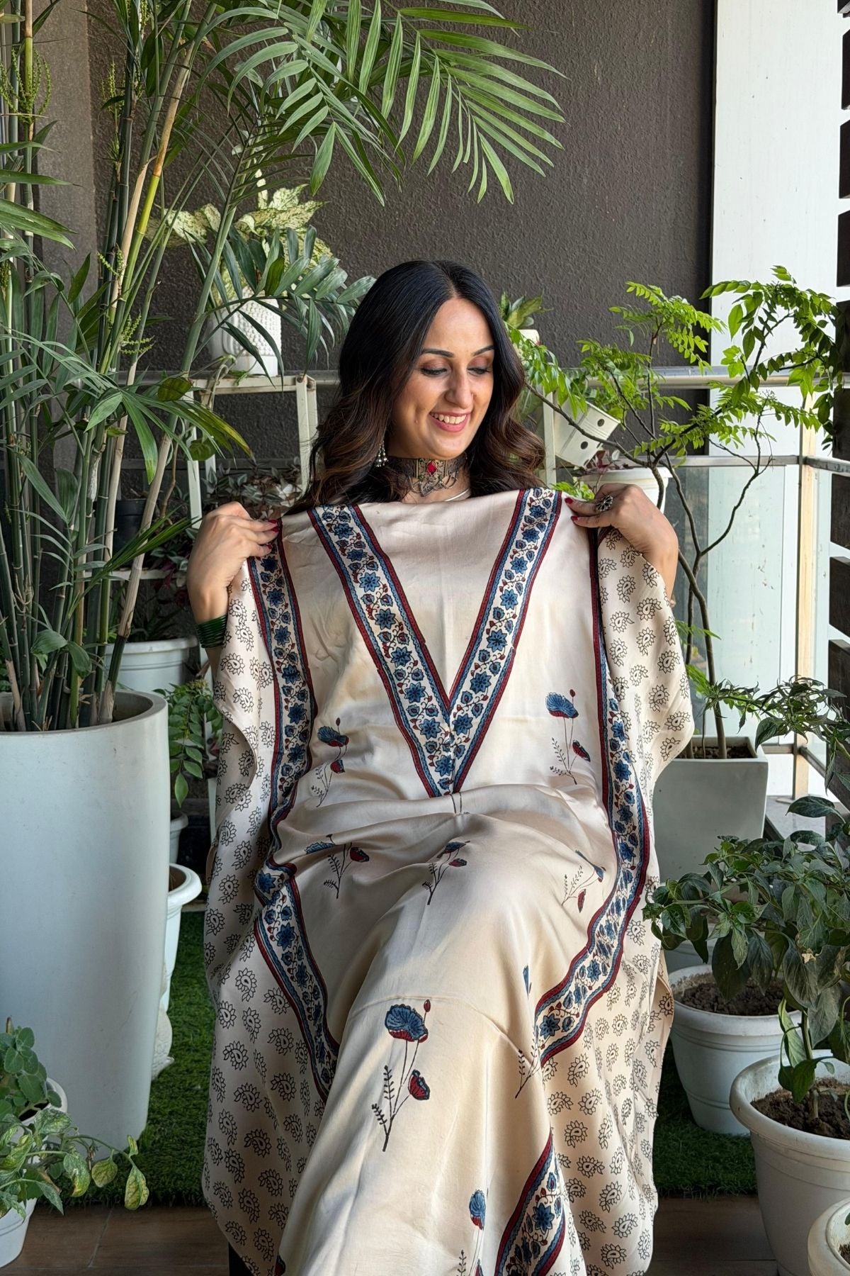 Ajrakh kurta fabric on pure modal !!