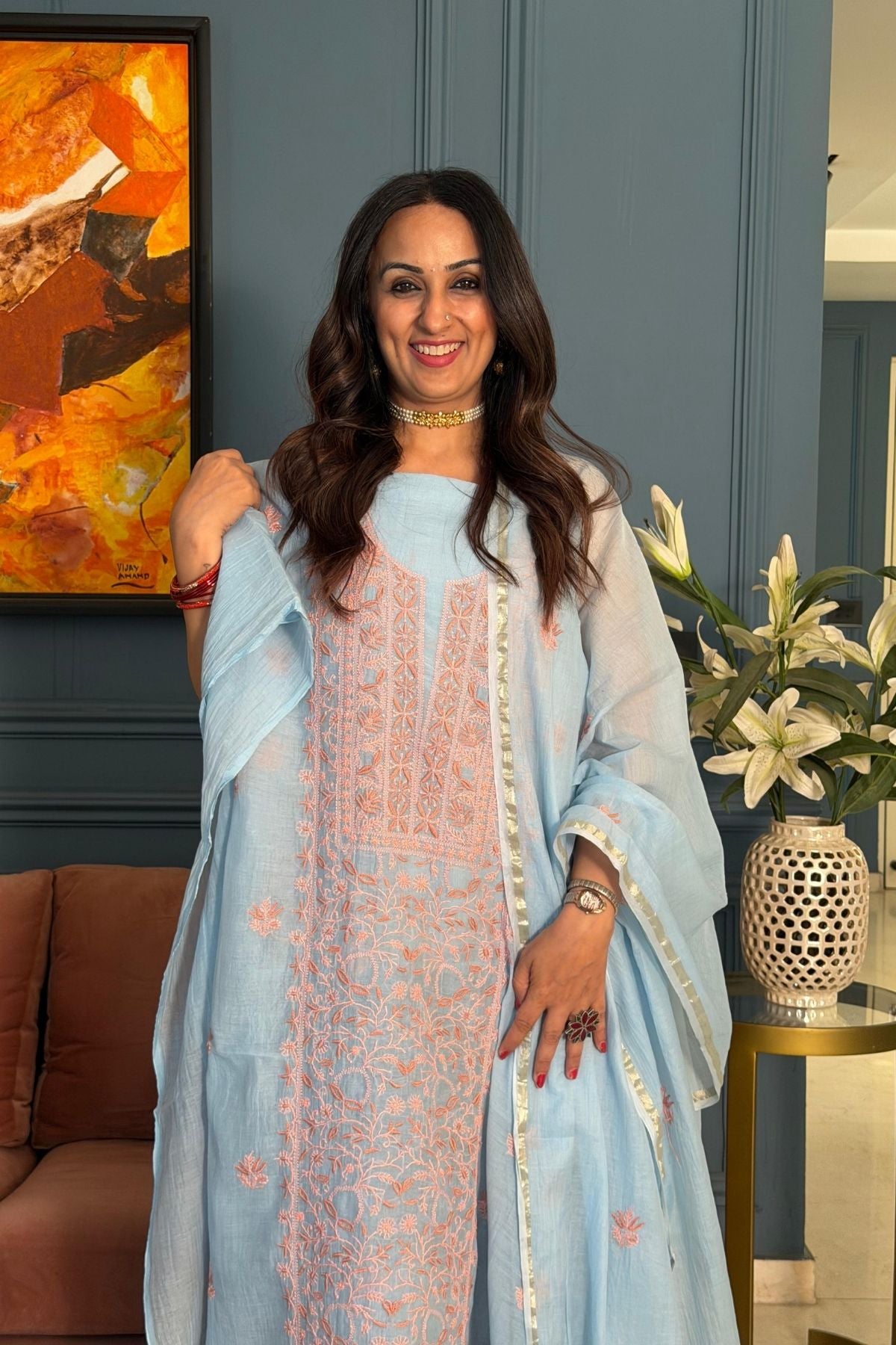 Chikankari on pure Mul cotton!!