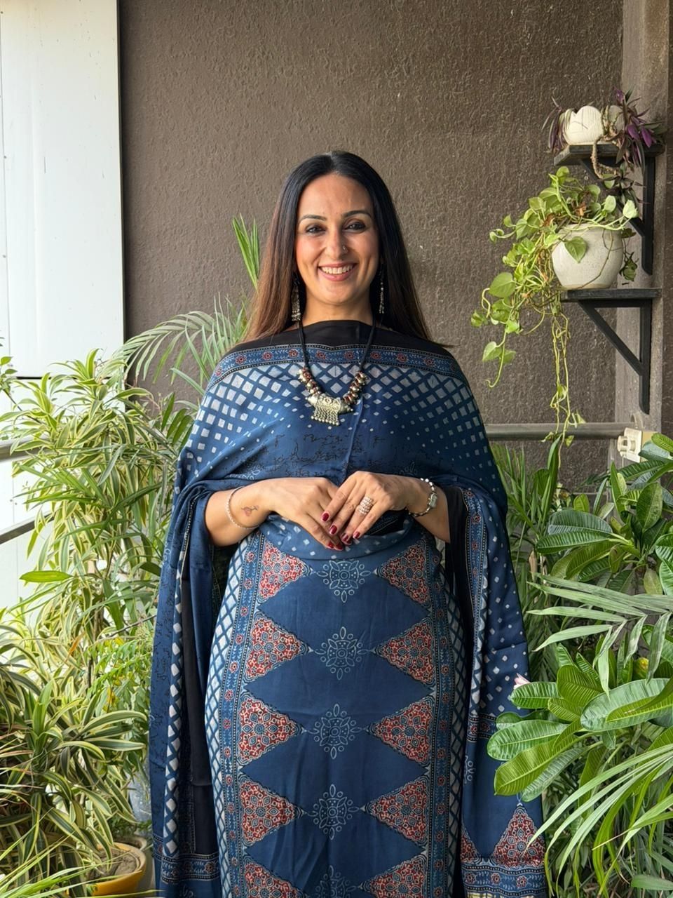 Handblocked Ajrakh full sets in modal with Lagdi patta on dupatta!!
