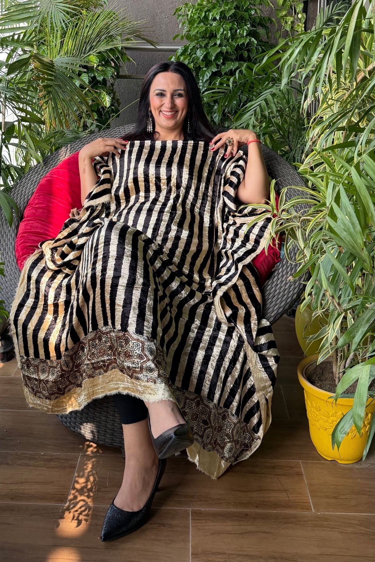 Ajrakh art on Velvet (kurta only)