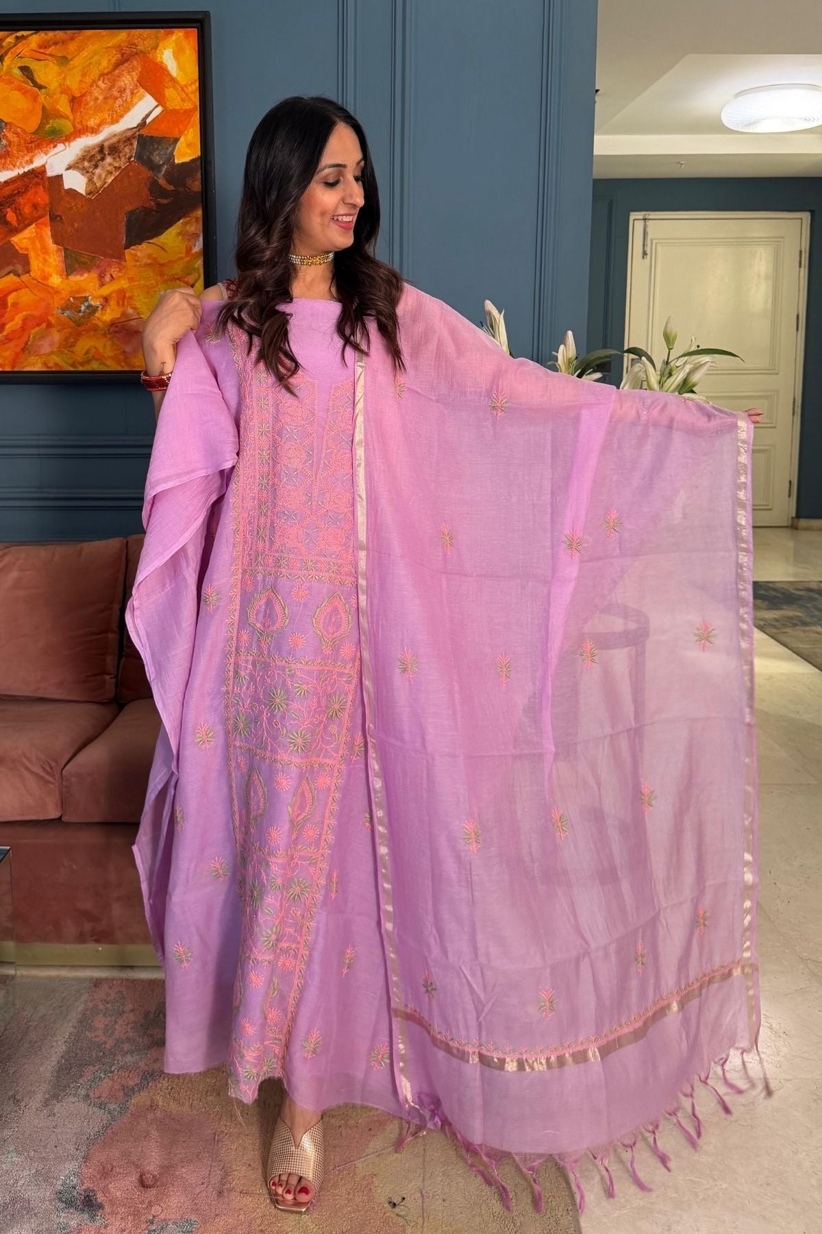 Chikankari on pure Mul cotton!!