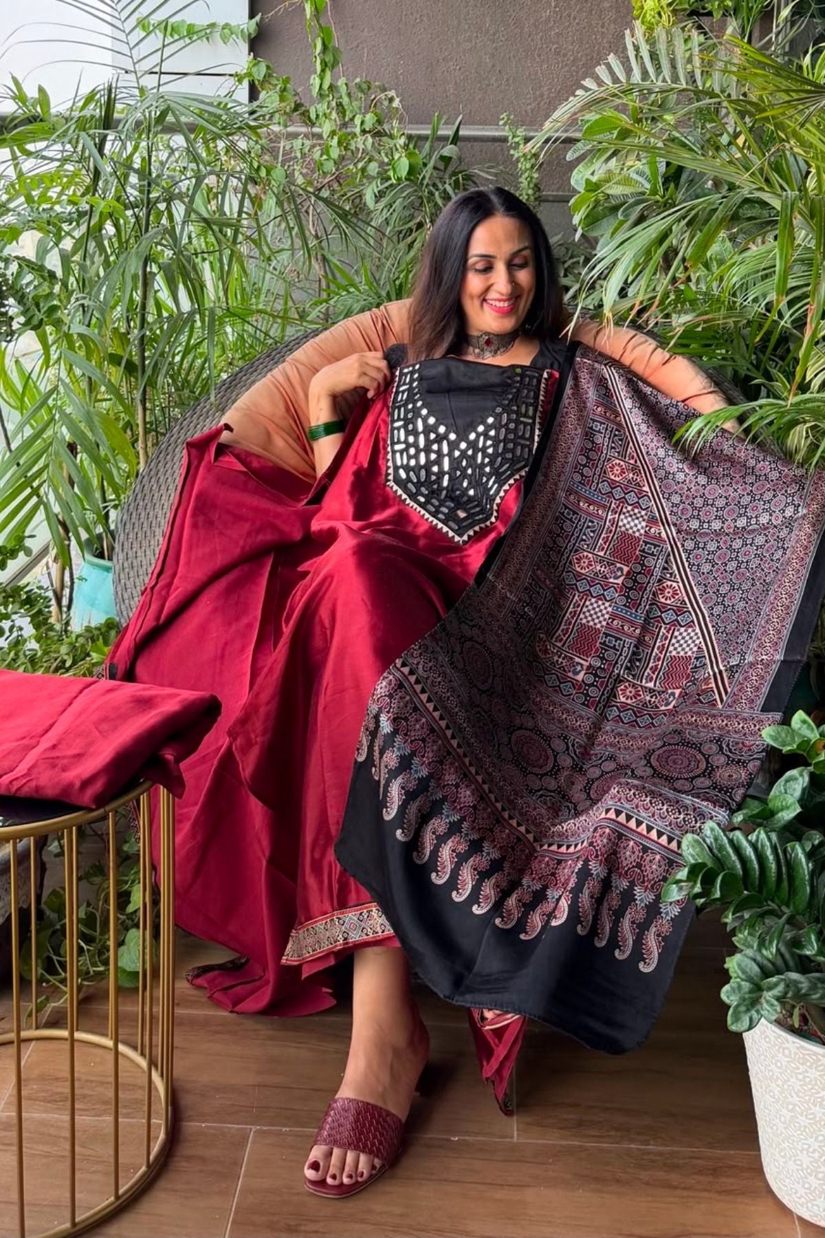 Handcrafted Kutch mirror work Mashru silk full sets!!