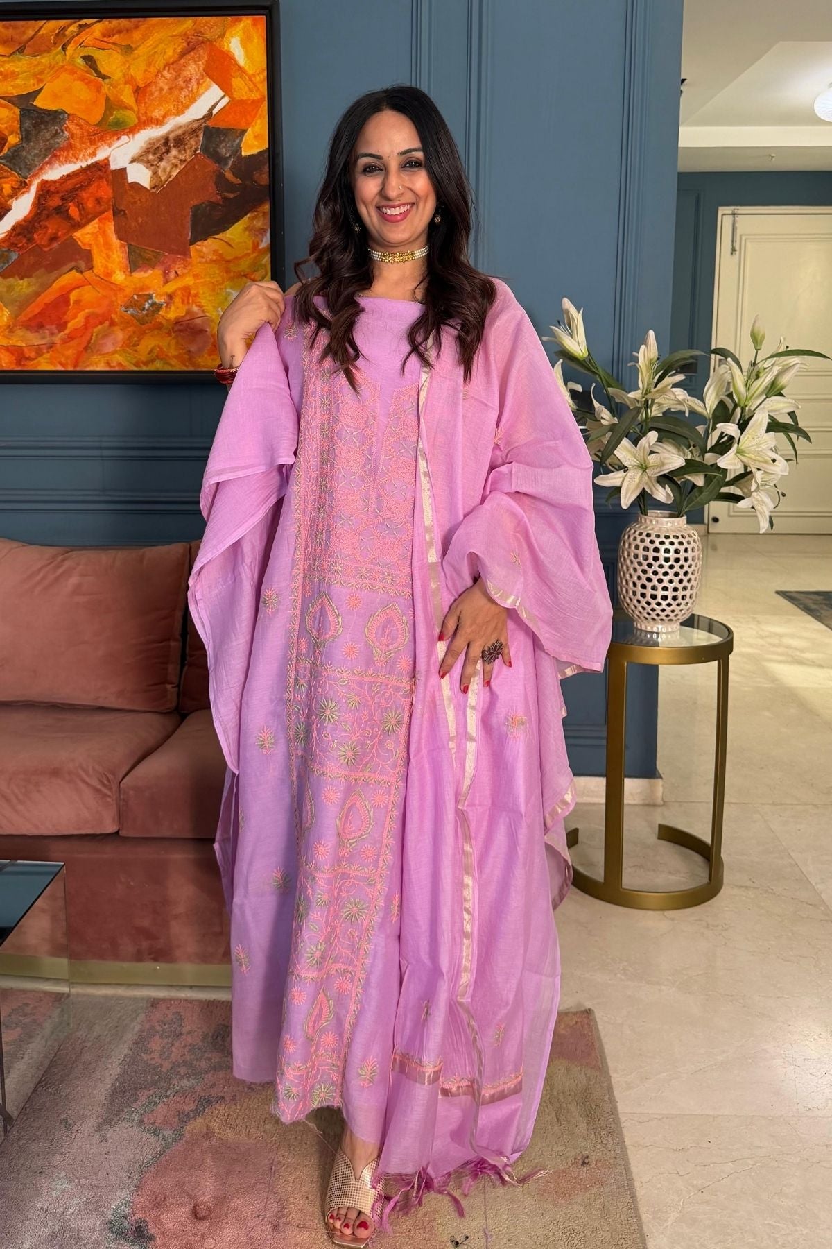 Chikankari on pure Mul cotton!!
