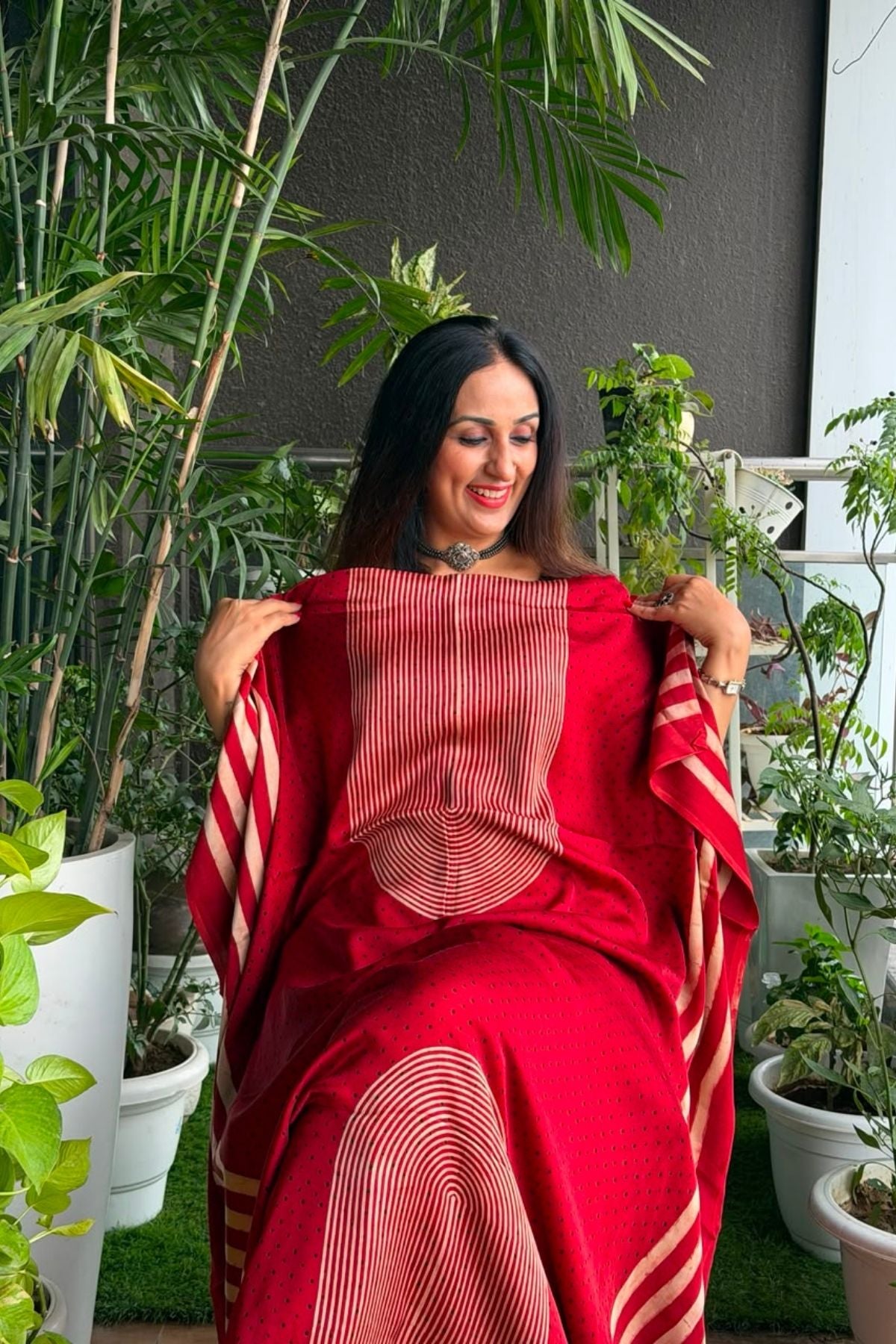 Ajrakh kurta fabric on pure modal !!