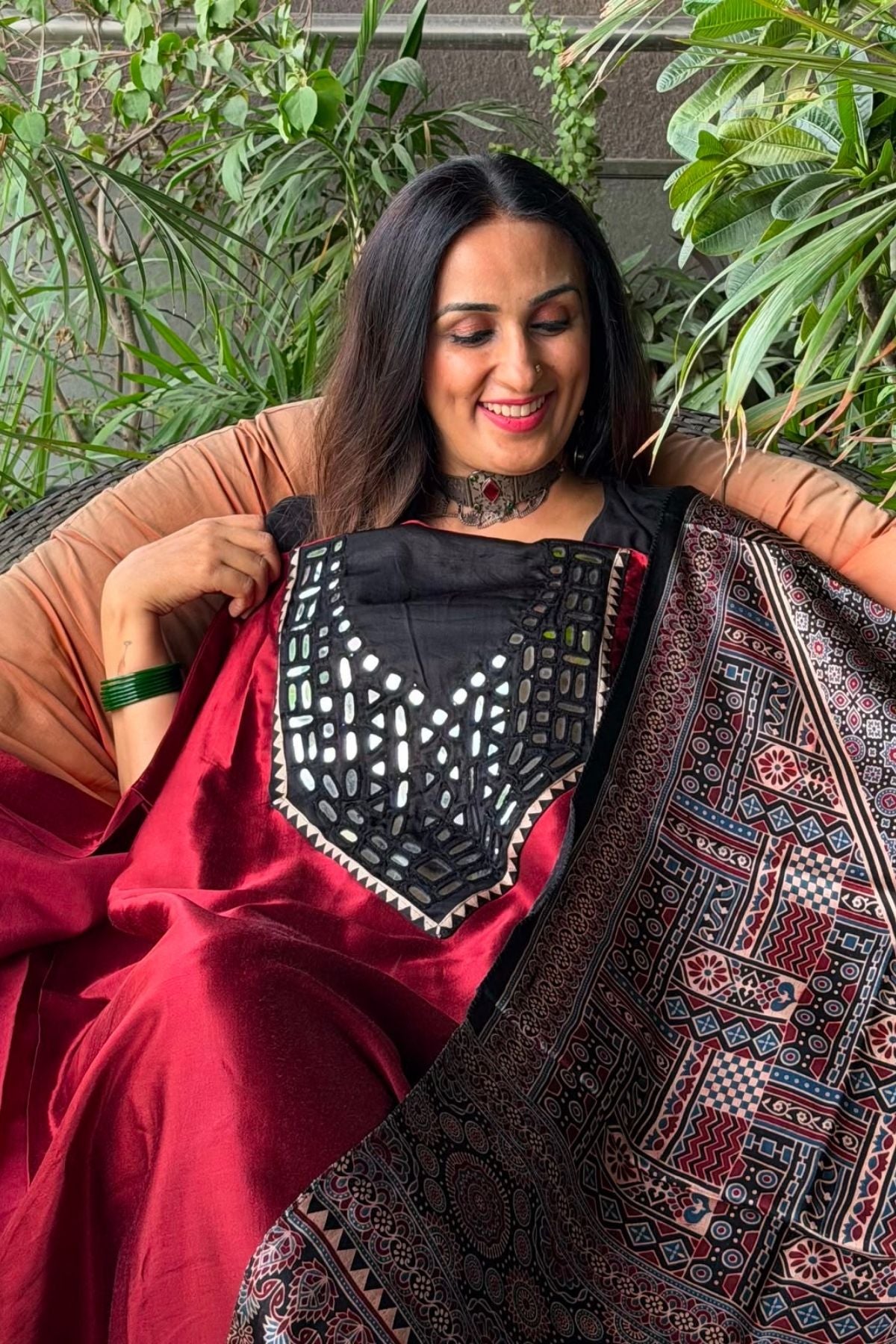 Handcrafted Kutch mirror work Mashru silk full sets!!