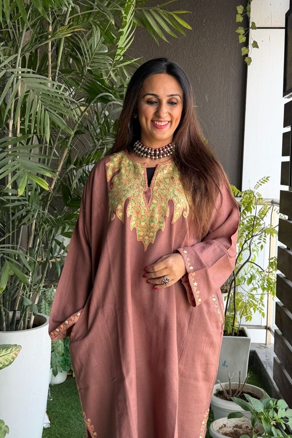 Woollen Kashmiri Phiran with Aari work