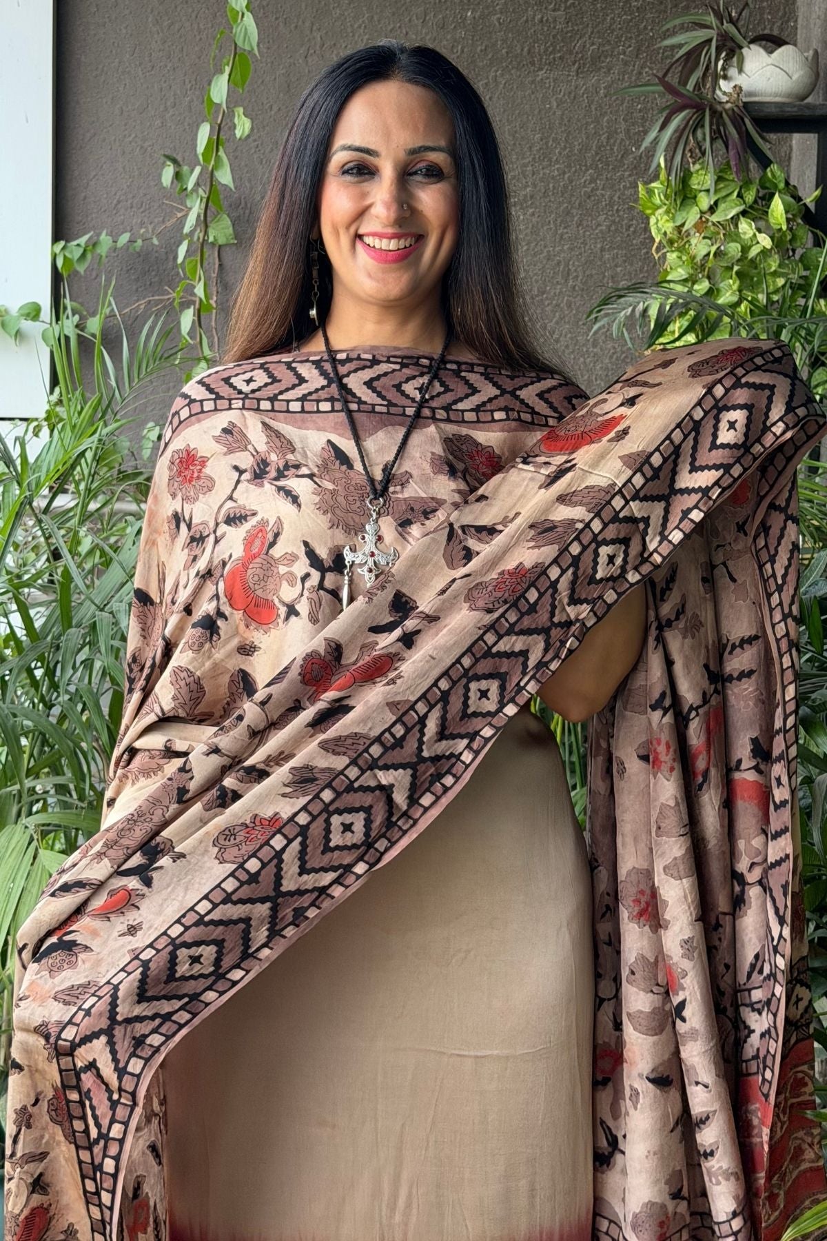 Ombré dyed modal kurta fabric with vegetable Handblock dyed dupatta!!