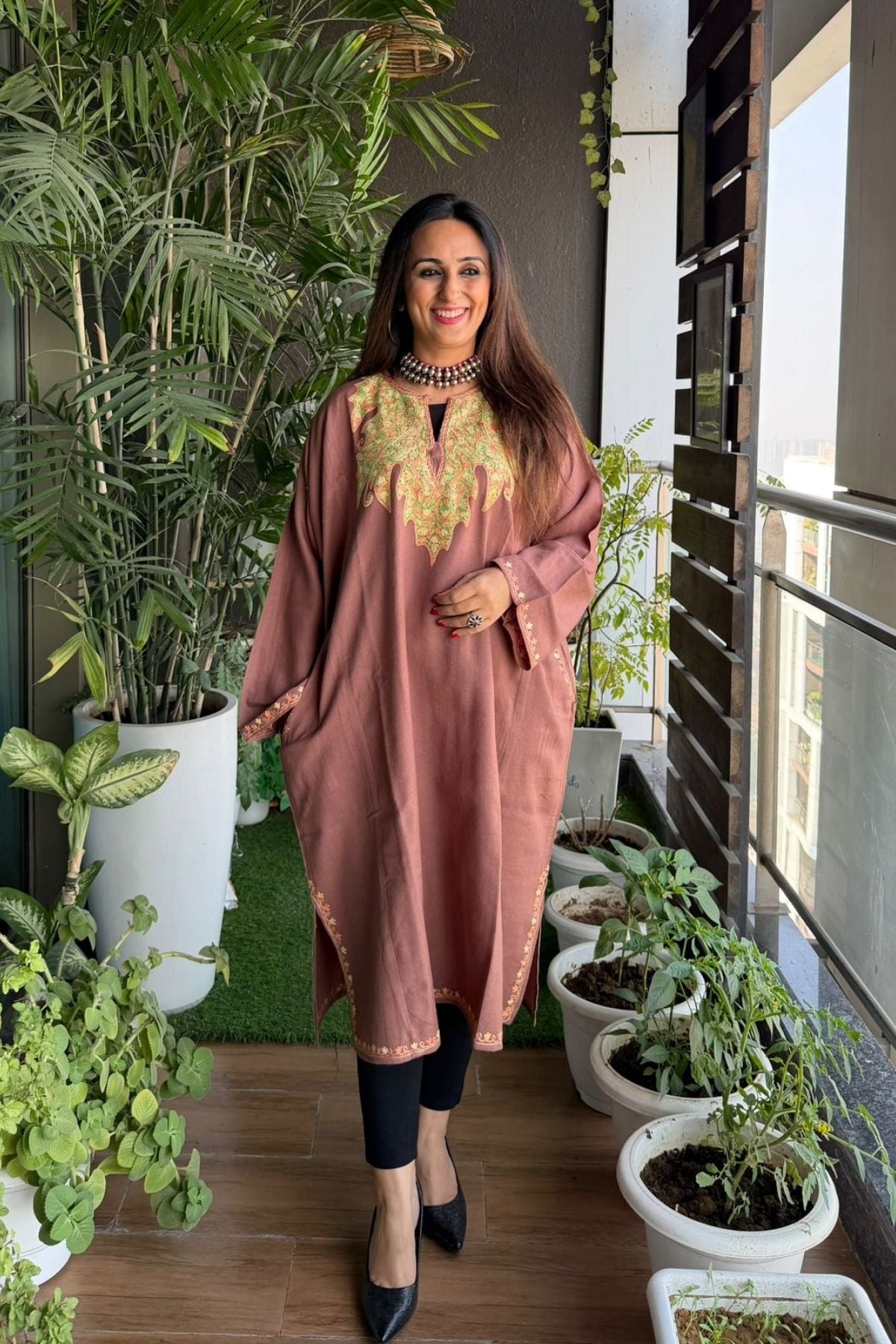 Woollen Kashmiri Phiran with Aari work