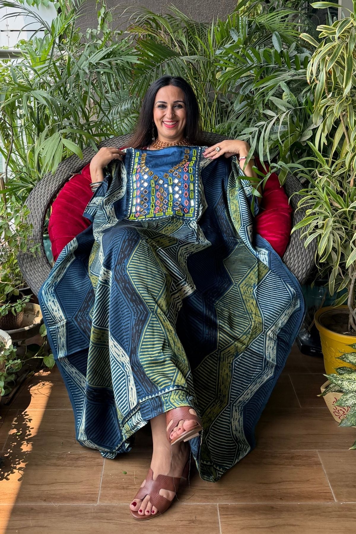 Handcrafted kurta with Kutch mirror work on pure Mashru!!
