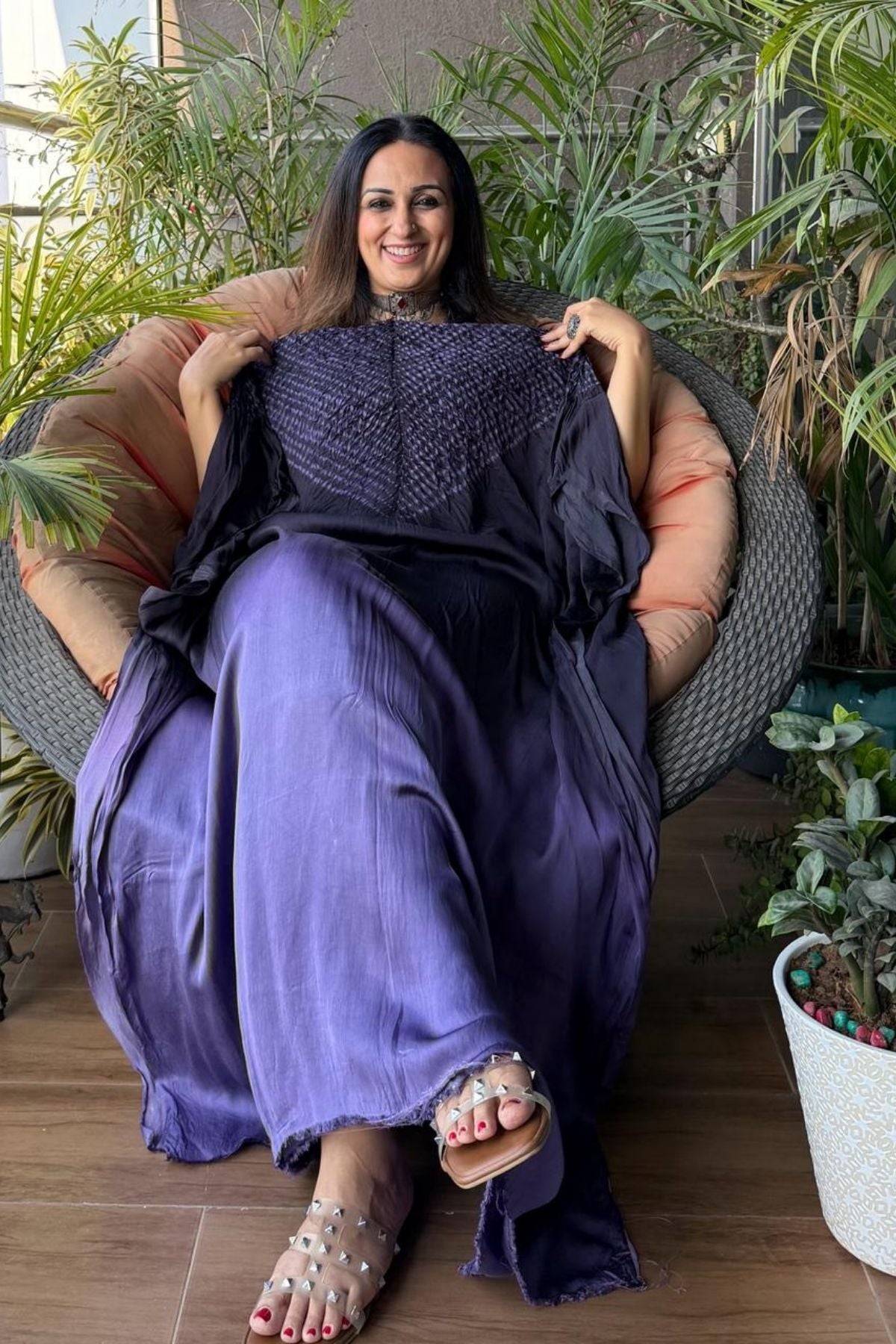 Handblocked Shibori shaded kurta on pure Modal