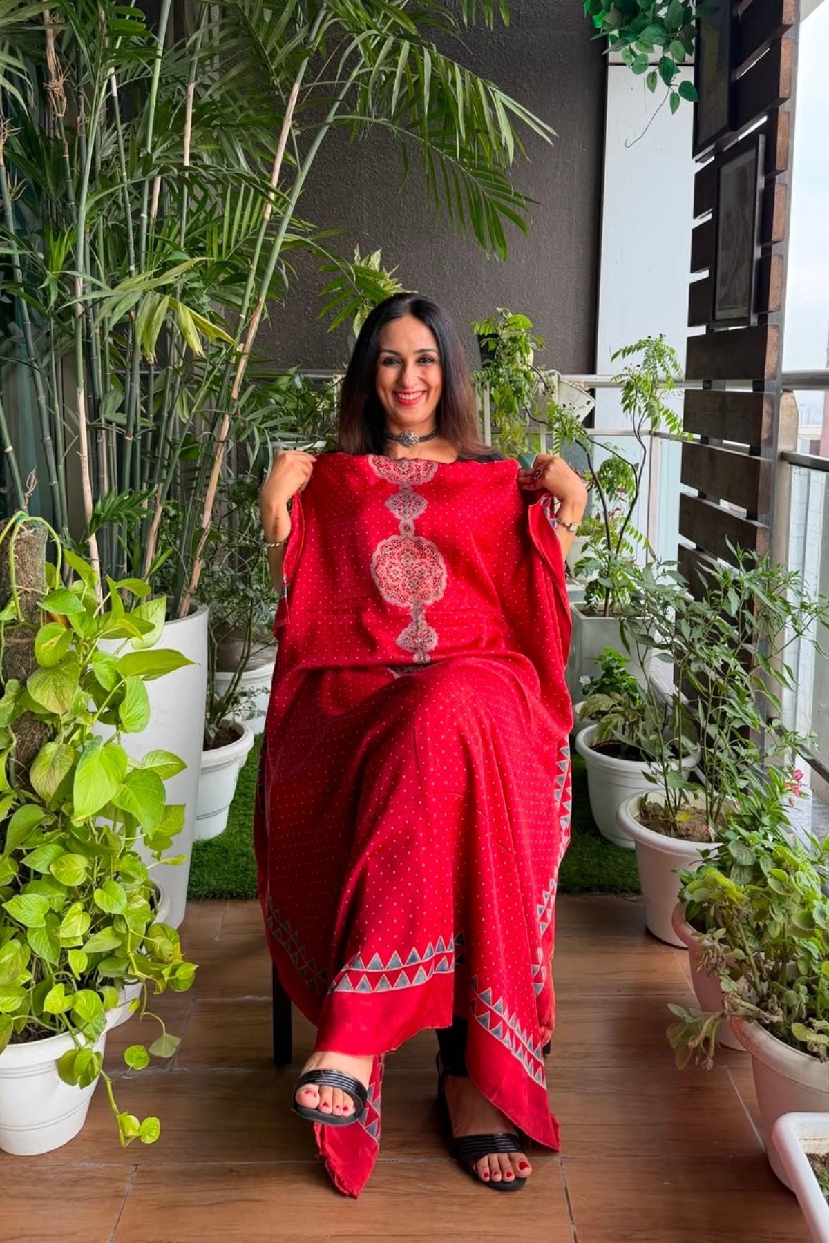 Ajrakh kurta fabric on pure modal !!