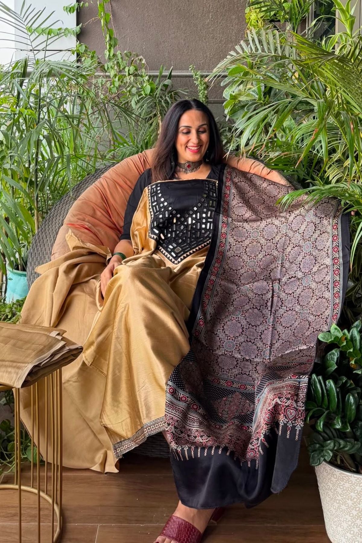 Handcrafted Kutch mirror work Mashru silk full sets!!