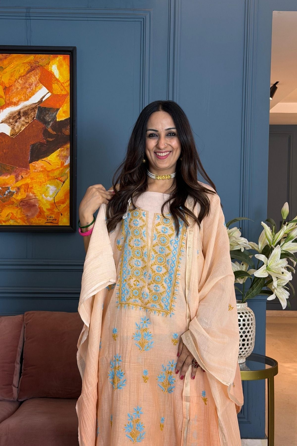 Ombré Chikankari on pure Mul cotton!!!