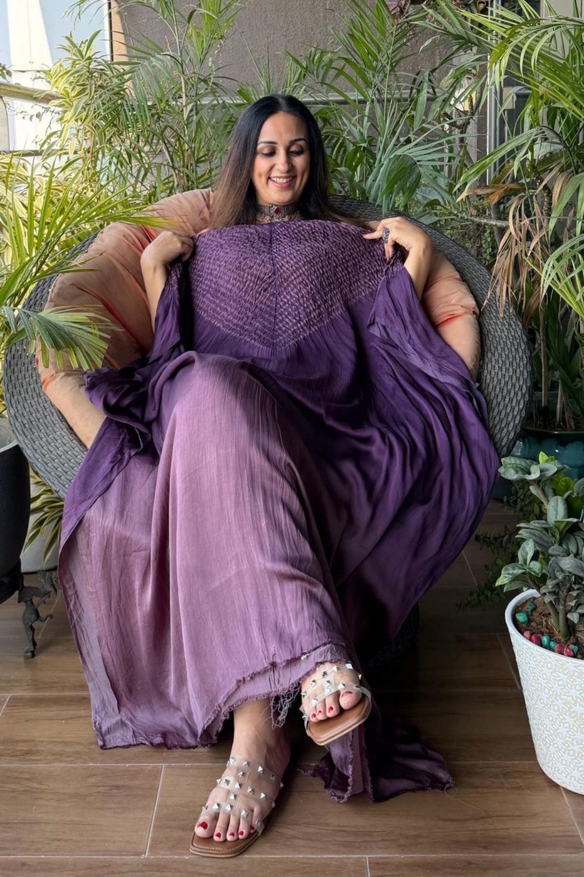 Handblocked Shibori shaded kurta on pure Modal