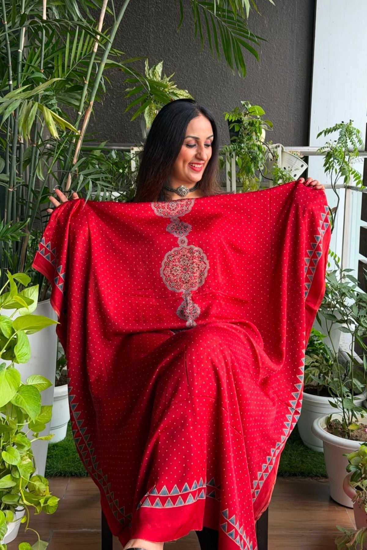 Ajrakh kurta fabric on pure modal !!