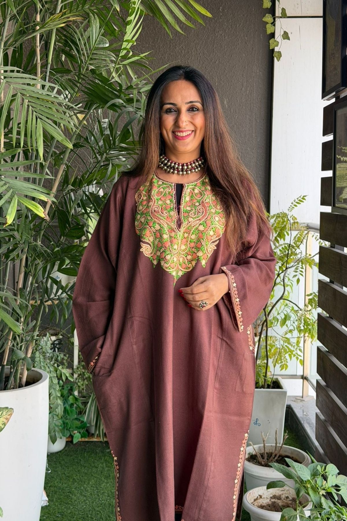 Woollen Kashmiri Phiran with Aari work