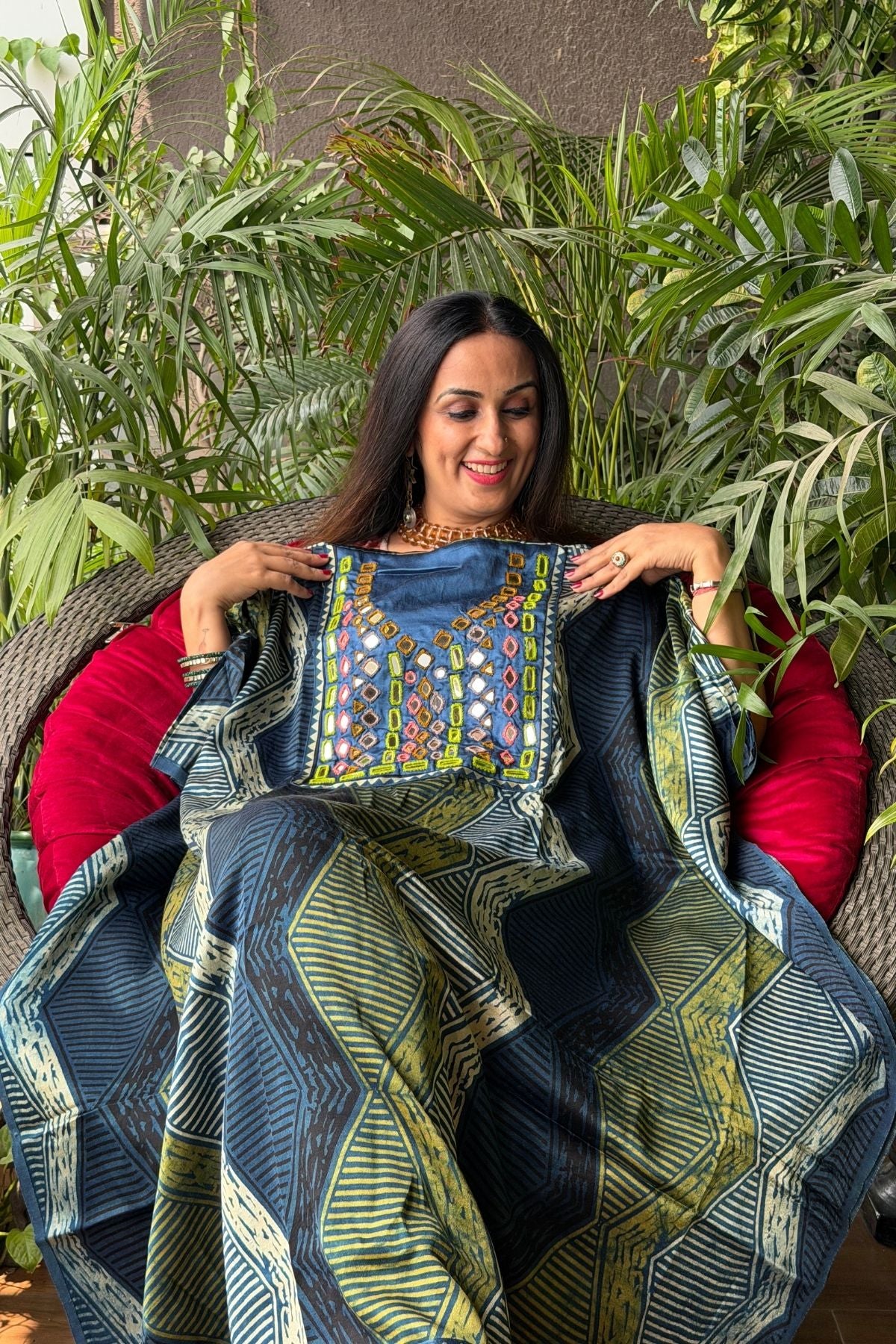 Handcrafted kurta with Kutch mirror work on pure Mashru!!