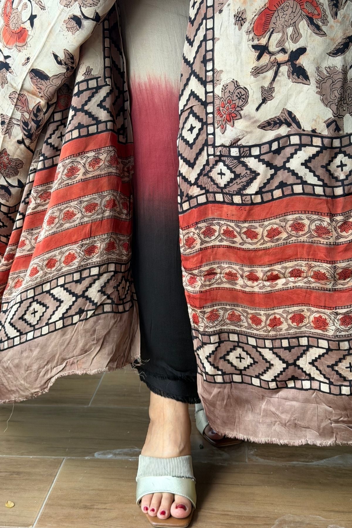 Ombré dyed modal kurta fabric with vegetable Handblock dyed dupatta!!